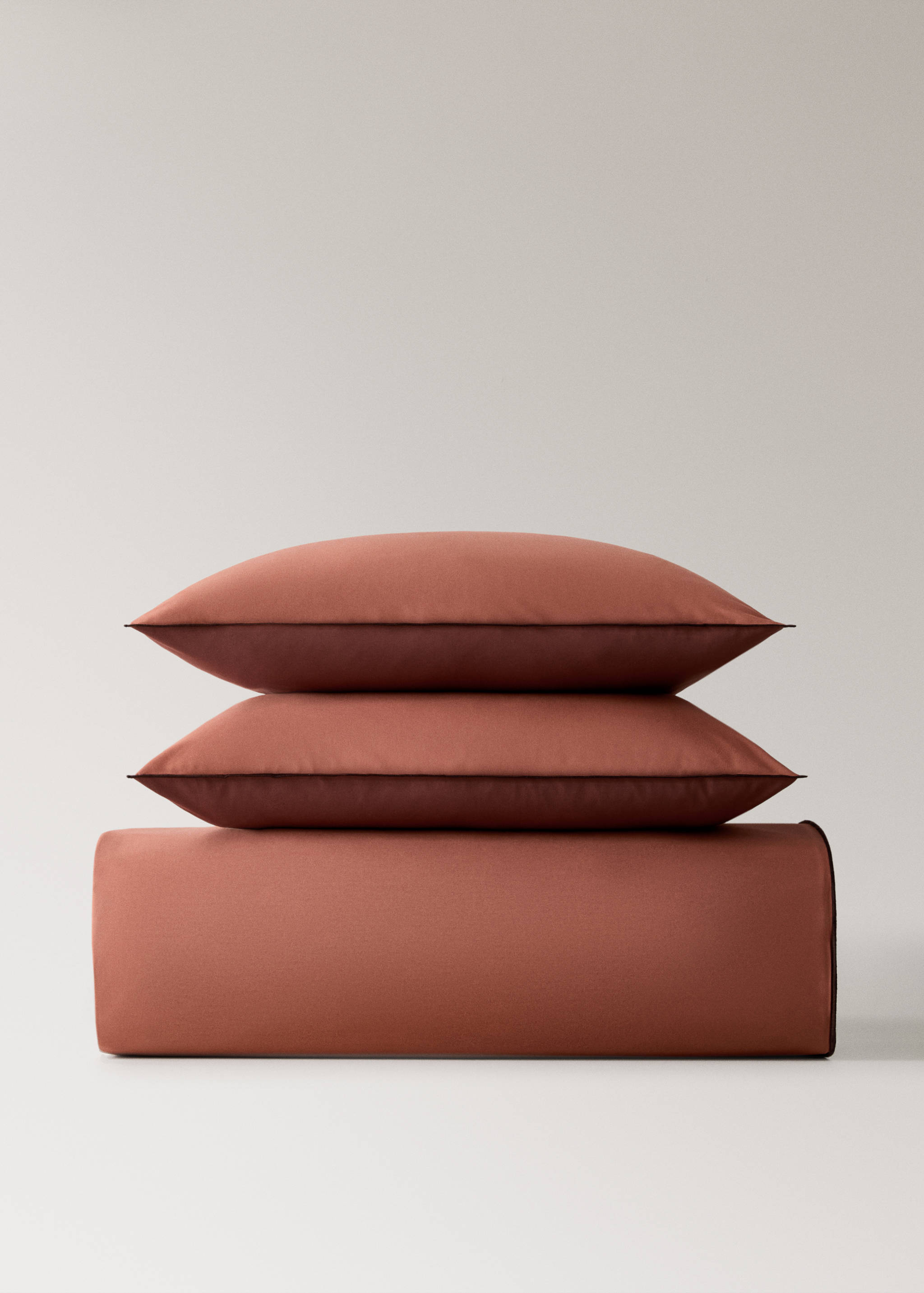 200-thread count percale cotton duvet cover with contrasting overlock for 150/160 cm bed - Article without model