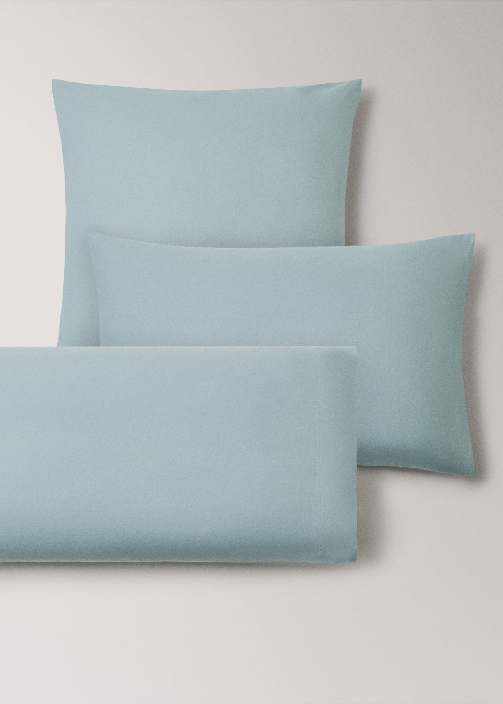 Deux taies d’oreiller percale de coton 60x60 cm - Détail de l'article 4, Bleu. Ref: 17021557-00.