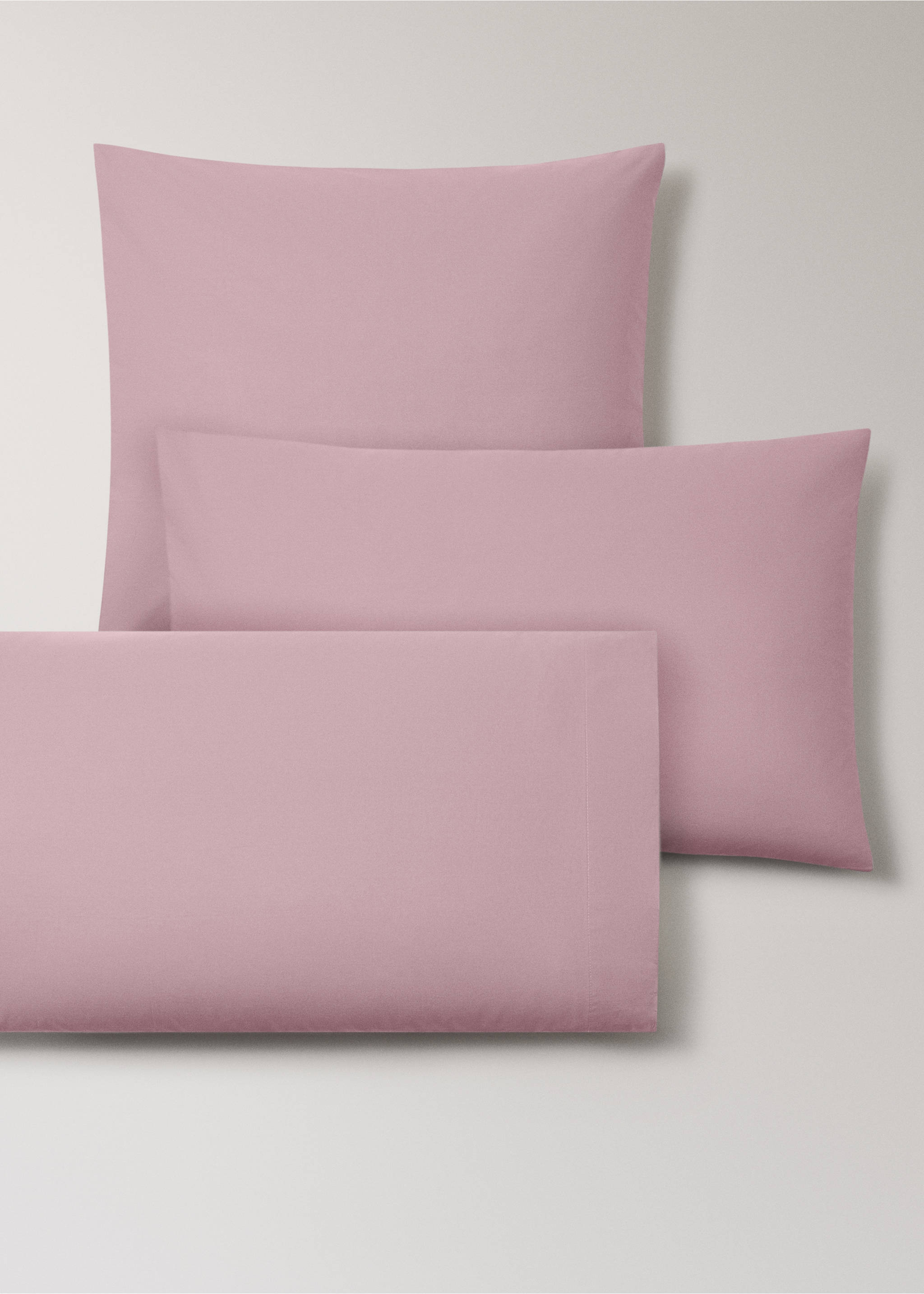 Two cotton percale pillowcases 60x60cm - Details of the article 4, Plum. Ref: 17021557-00.