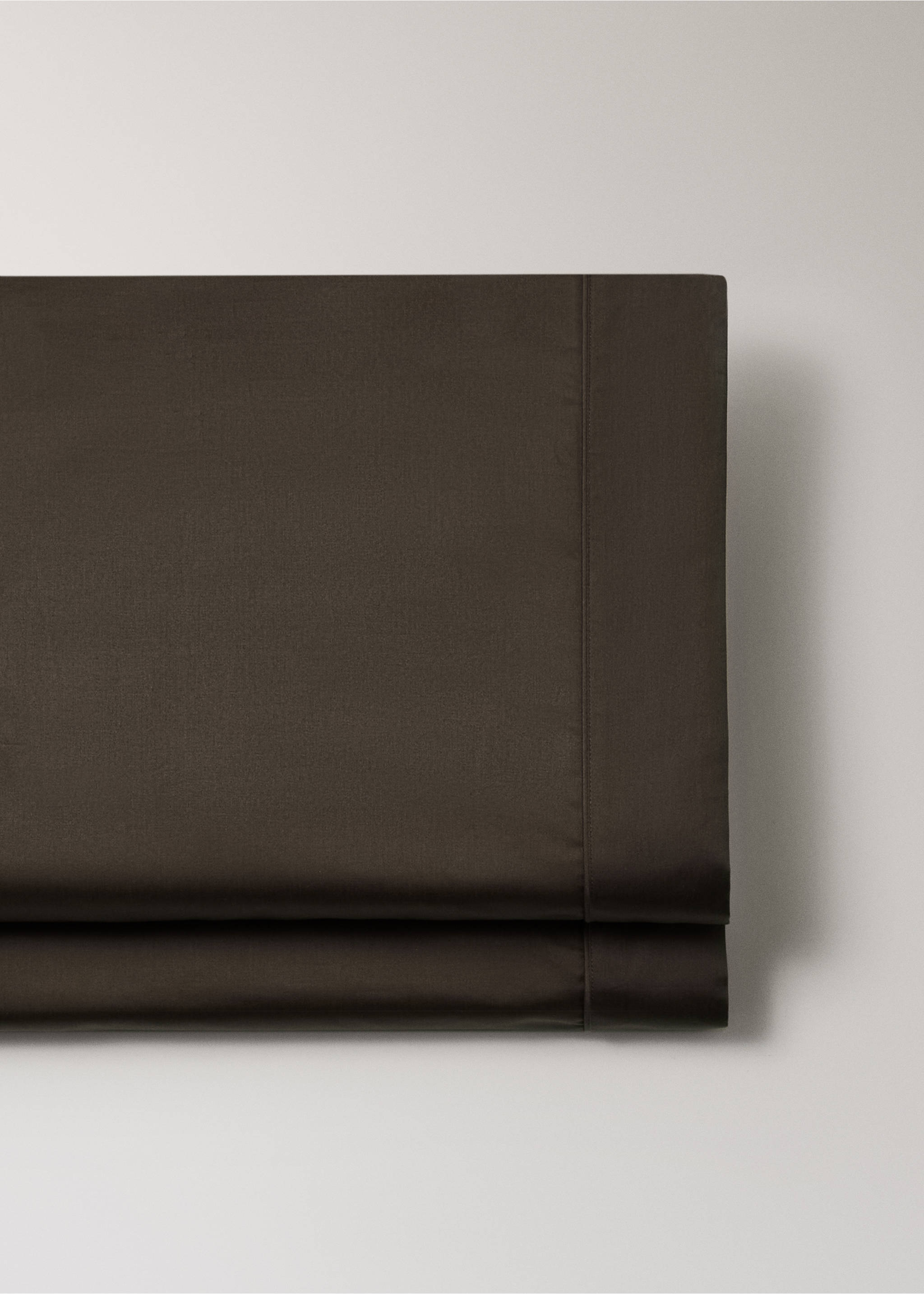 Drap plat coton satin 600 fils lit 150/160 cm - Détail de l'article 3, Chocolat. Ref: 17021583-00.