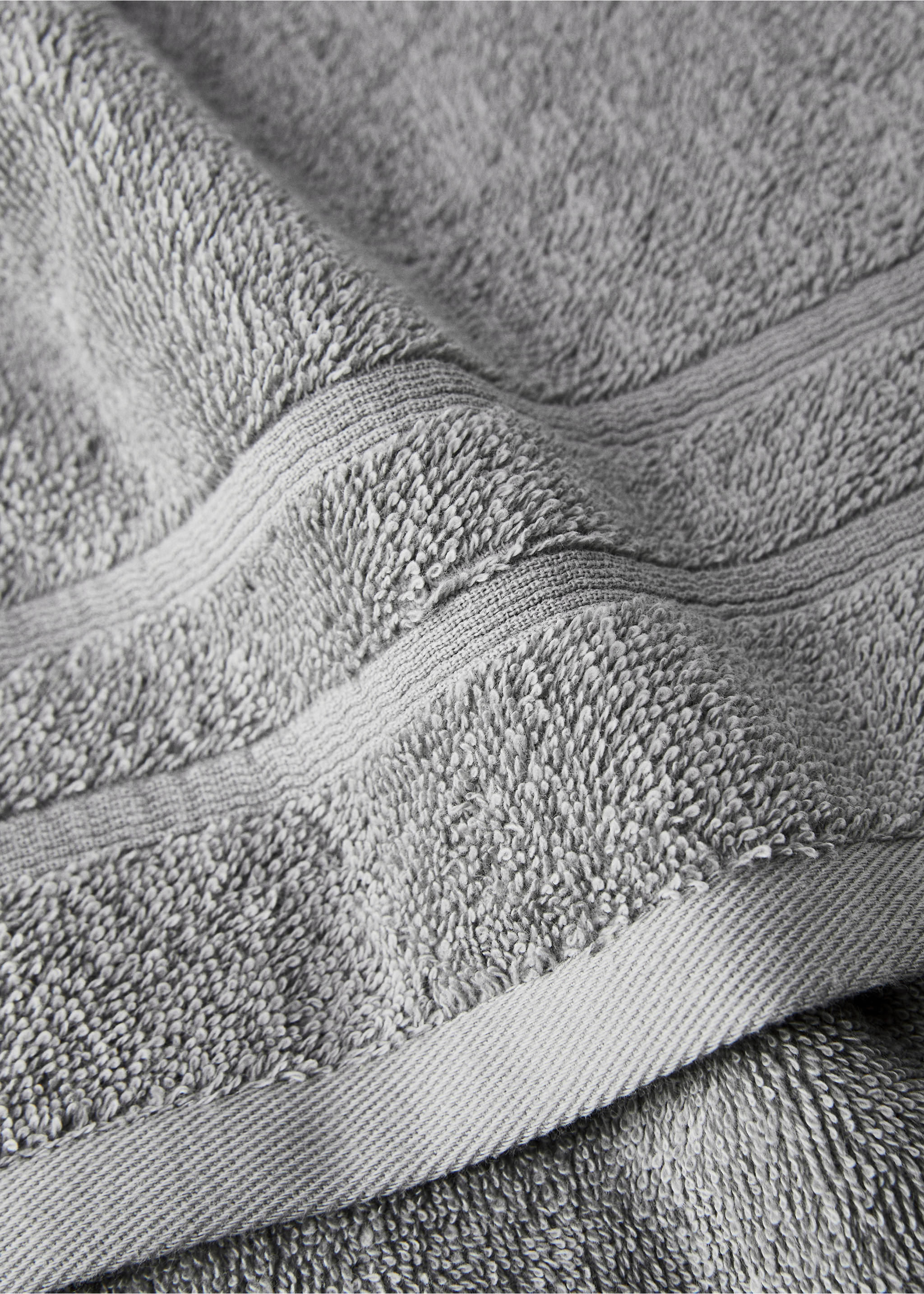 Terry cotton face towel - Details of the article 2, Grey. Ref: 17021611-00.