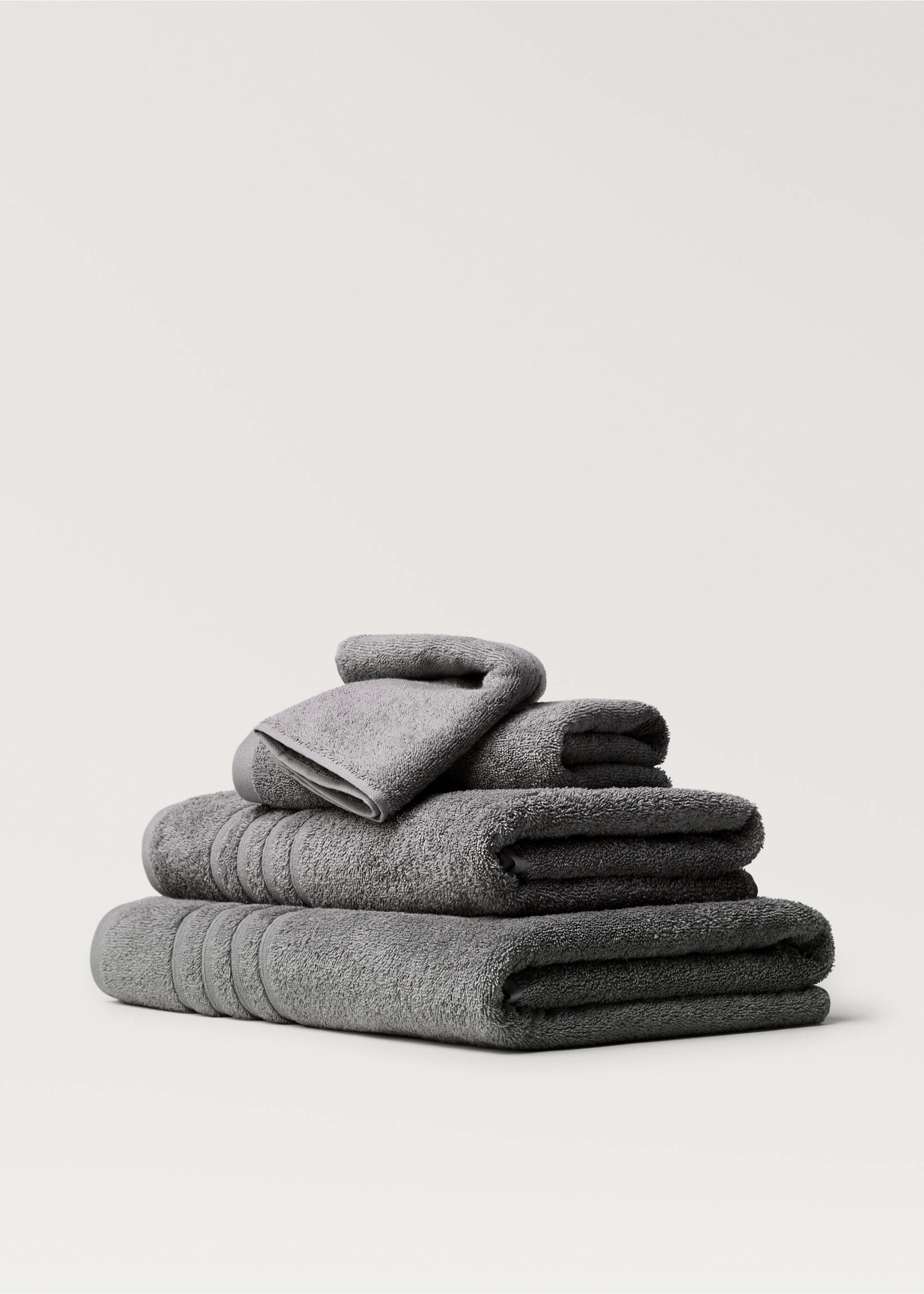 Terry cotton face towel - Details of the article 4, Grey. Ref: 17021611-00.