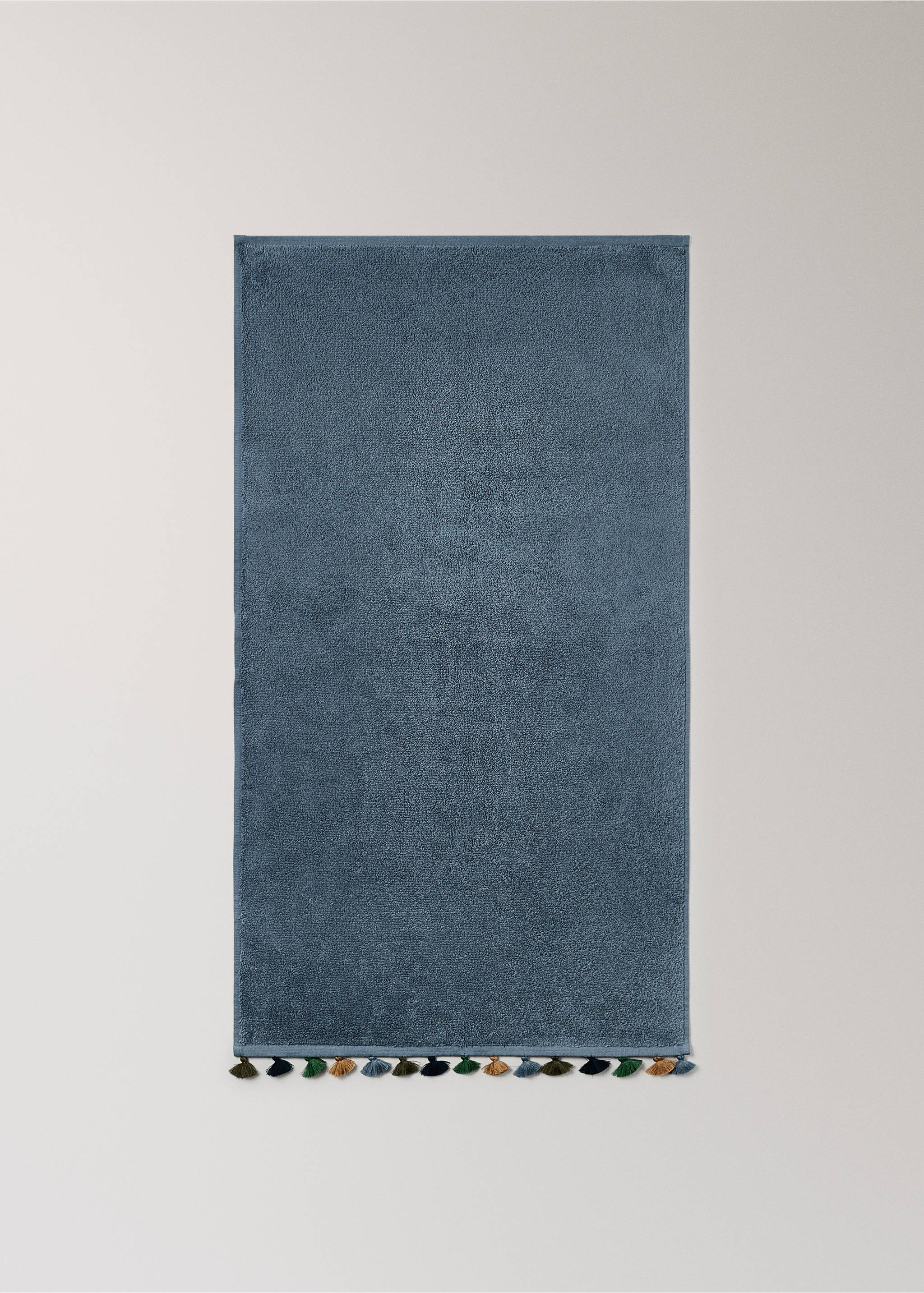 Cotton children's multi-coloured hand towel with pompoms - Details of the article 4, Ink Blue. Ref: 17021628-00.