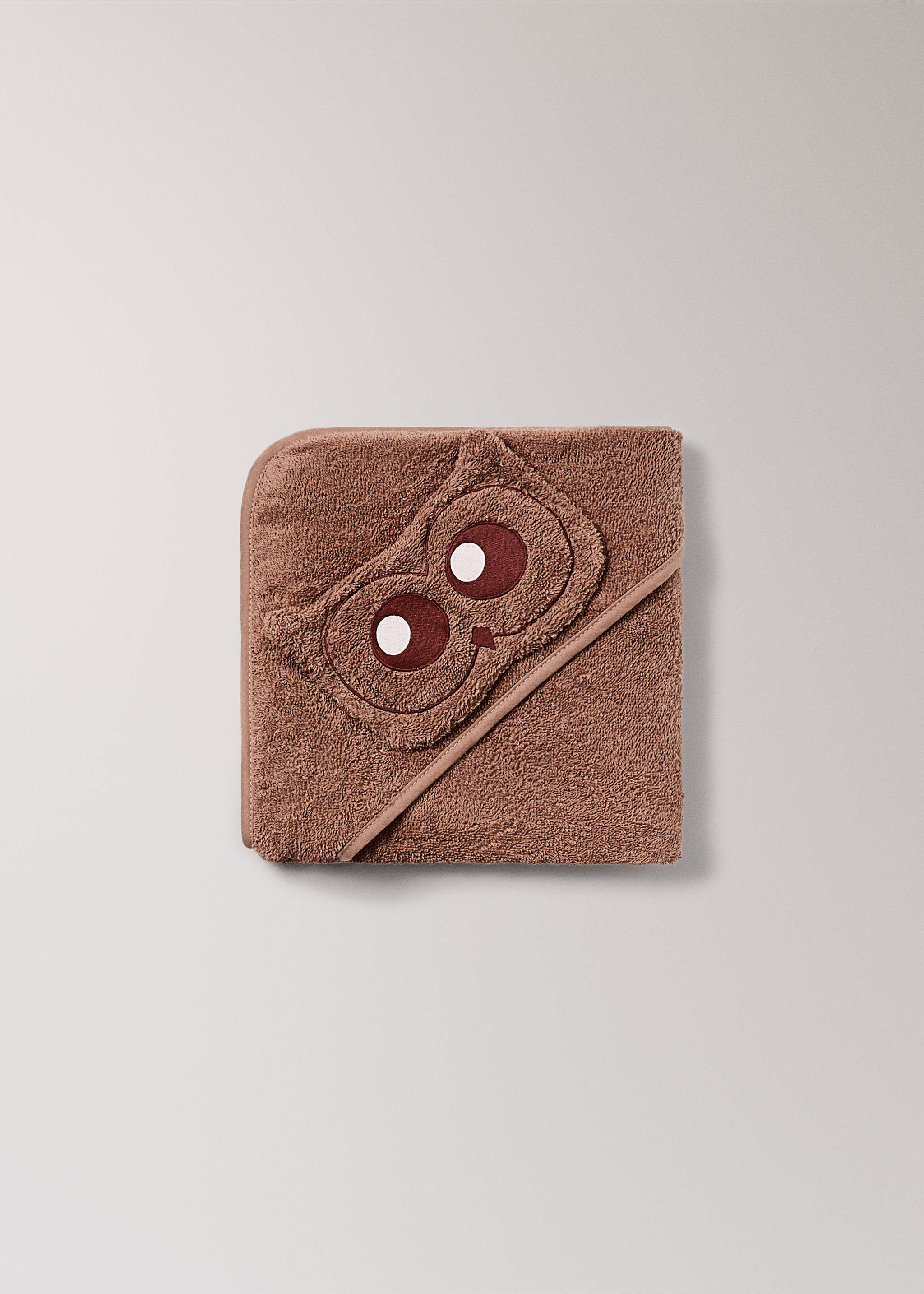 Children's terry bath cape with owl design - Details of the article 1, Pink. Ref: 17021634-00.
