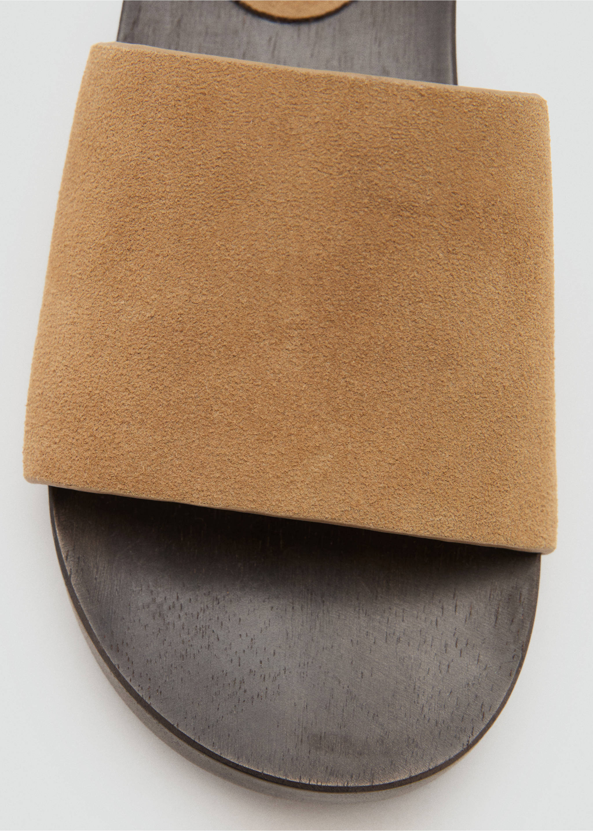 Suede sandals with wooden sole - Details of the article 1, Sand. Ref: 17022030-00.