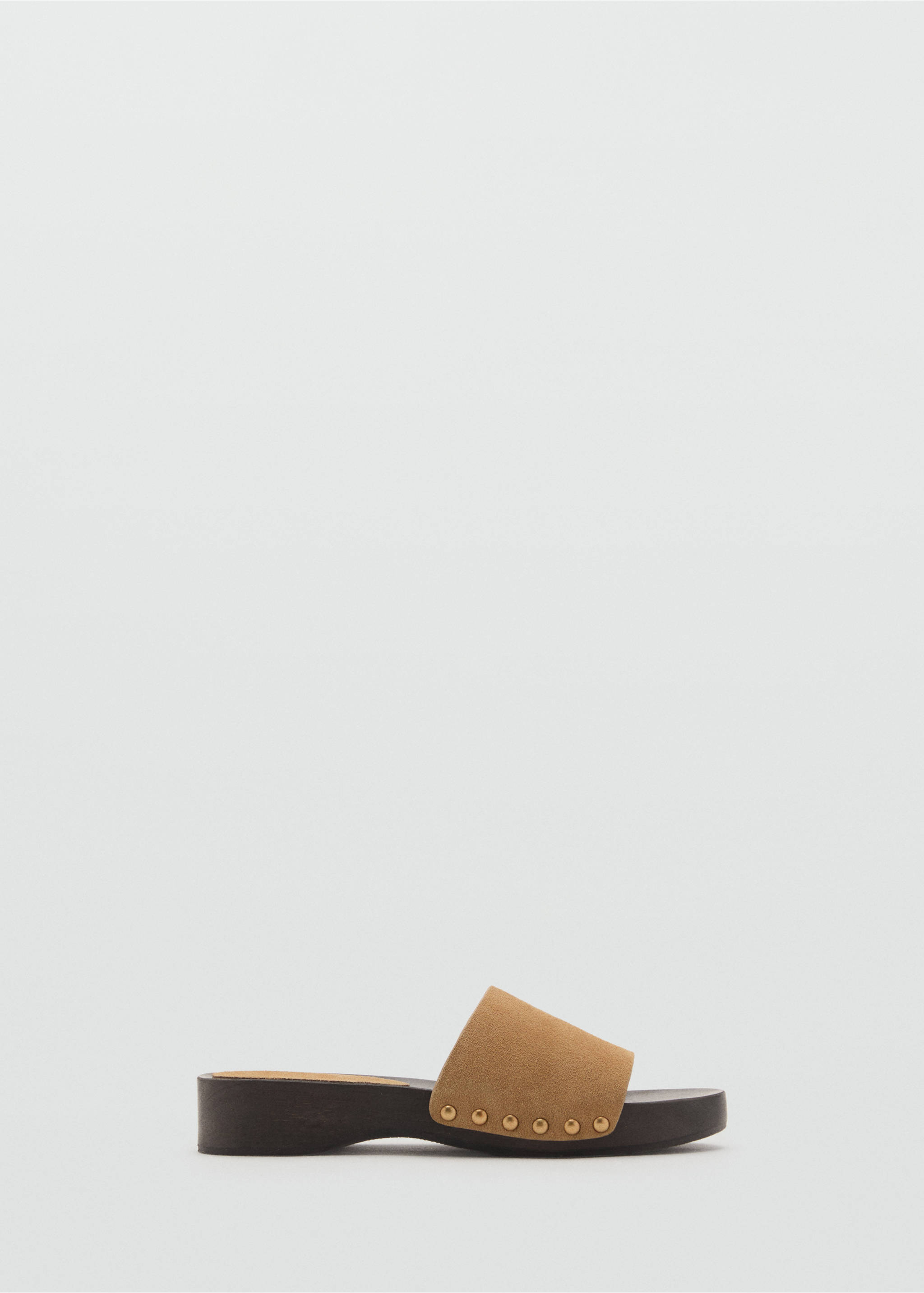 Suede sandals with wooden sole - Article without model, Sand. Ref: 17022030-00.