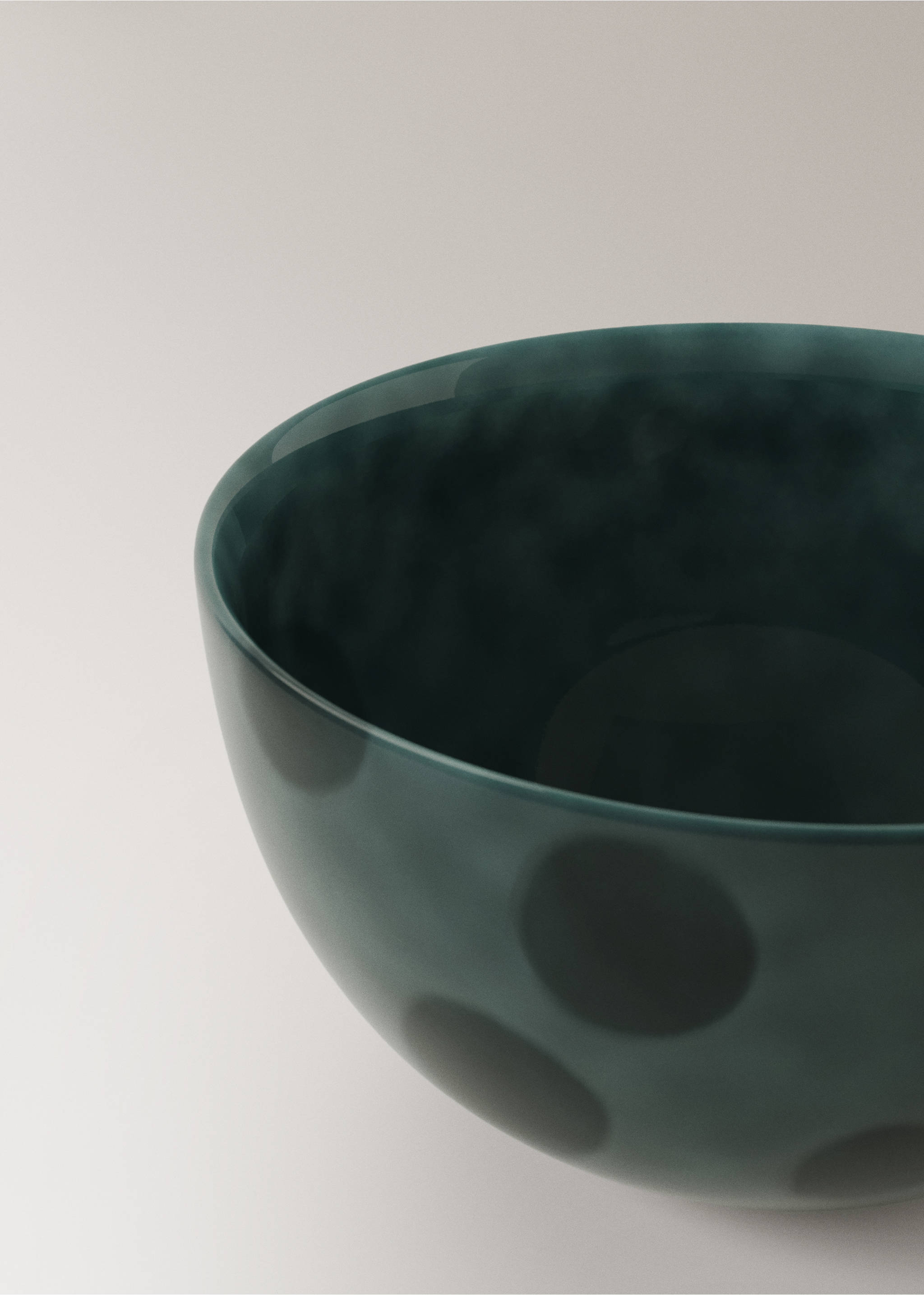 Hand-painted stoneware bowl with spots - Details of the article 1, Charcoal. Ref: 17022035-00.
