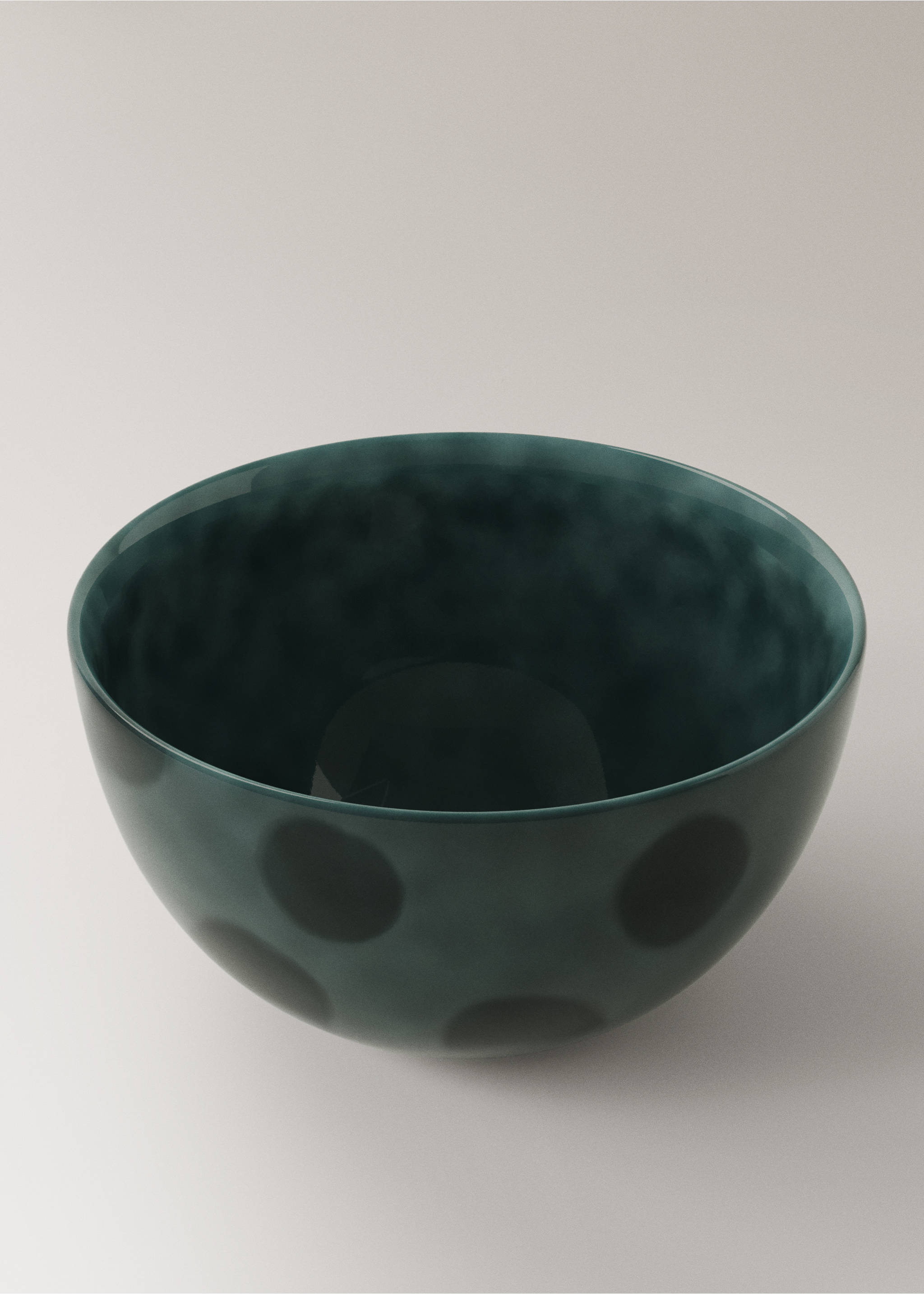 Hand-painted stoneware bowl with spots - Details of the article 2, Charcoal. Ref: 17022035-00.