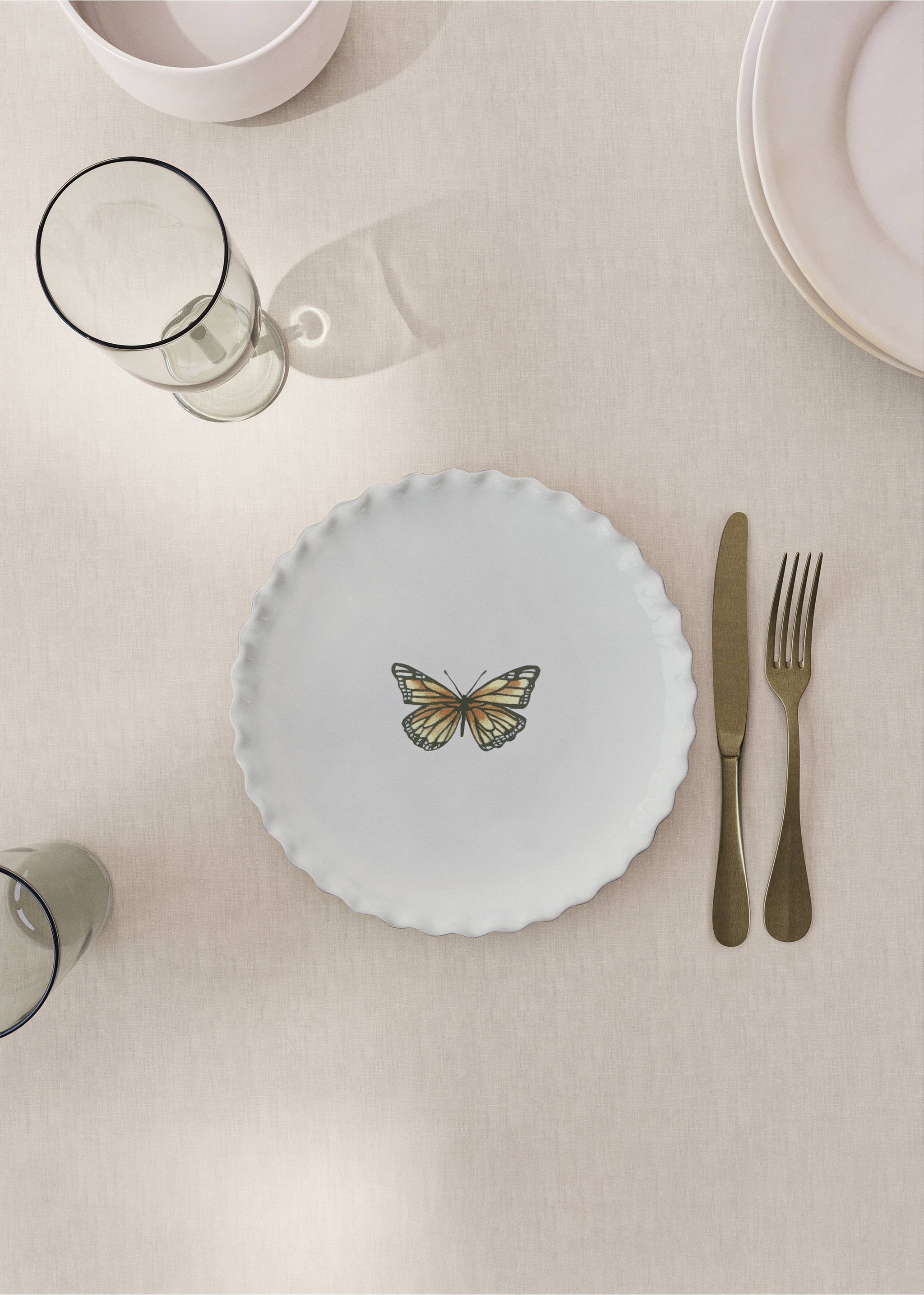 Stoneware dessert plate with pattern - General plane, Curry. Ref: 17022037-00.