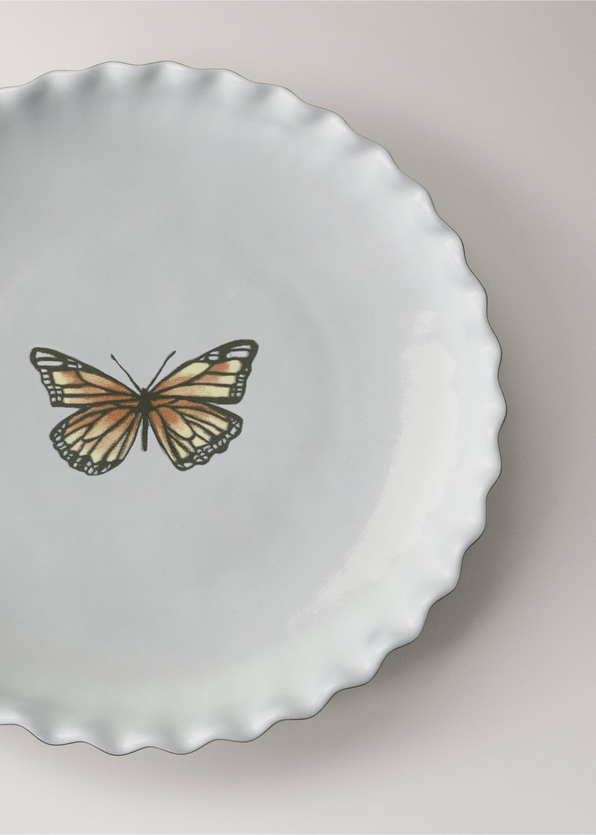 Stoneware dessert plate with pattern - Details of the article 1, Curry. Ref: 17022037-00.