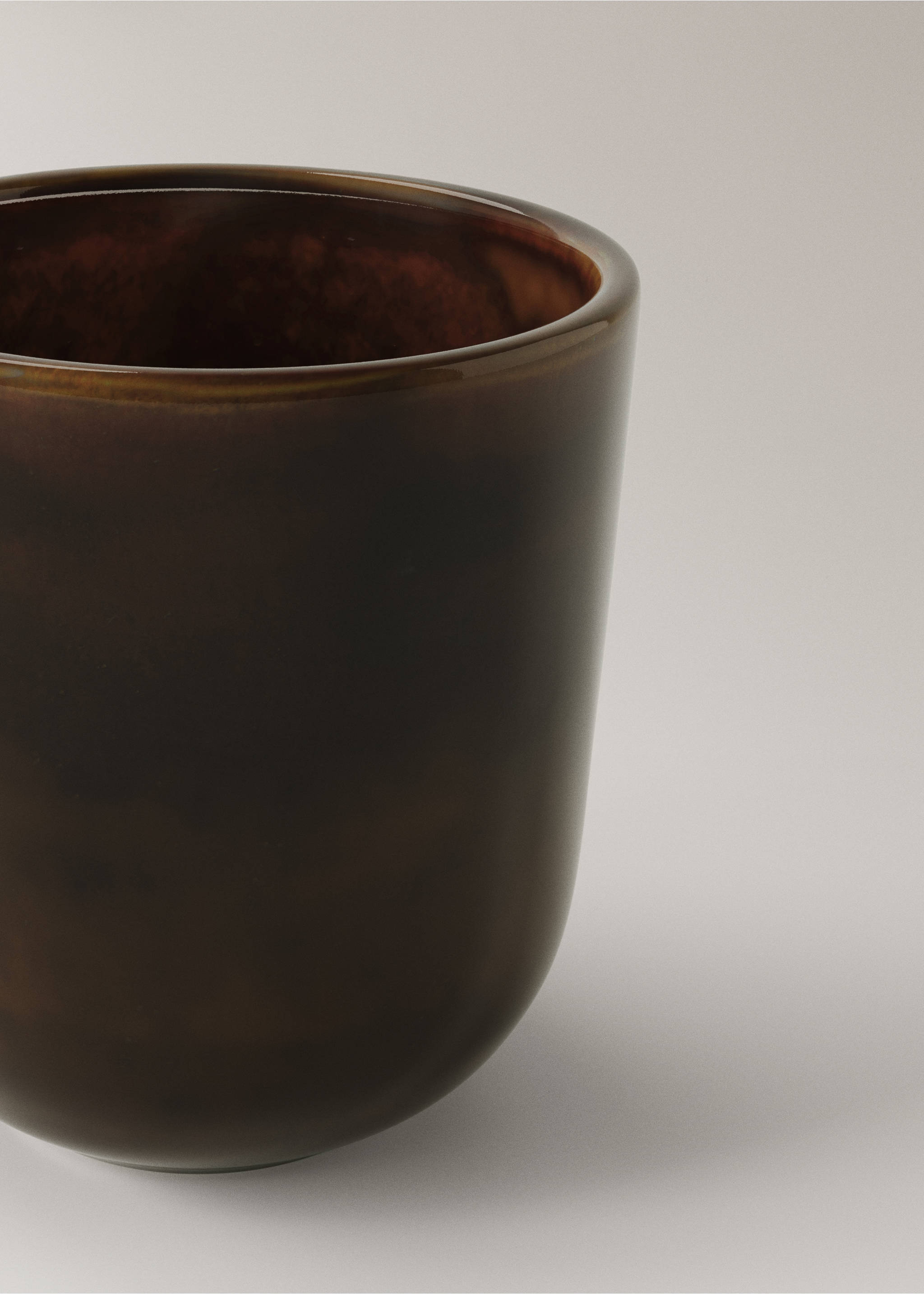 Stoneware cappuccino cup - Details of the article 2, Brown. Ref: 17022041-00.