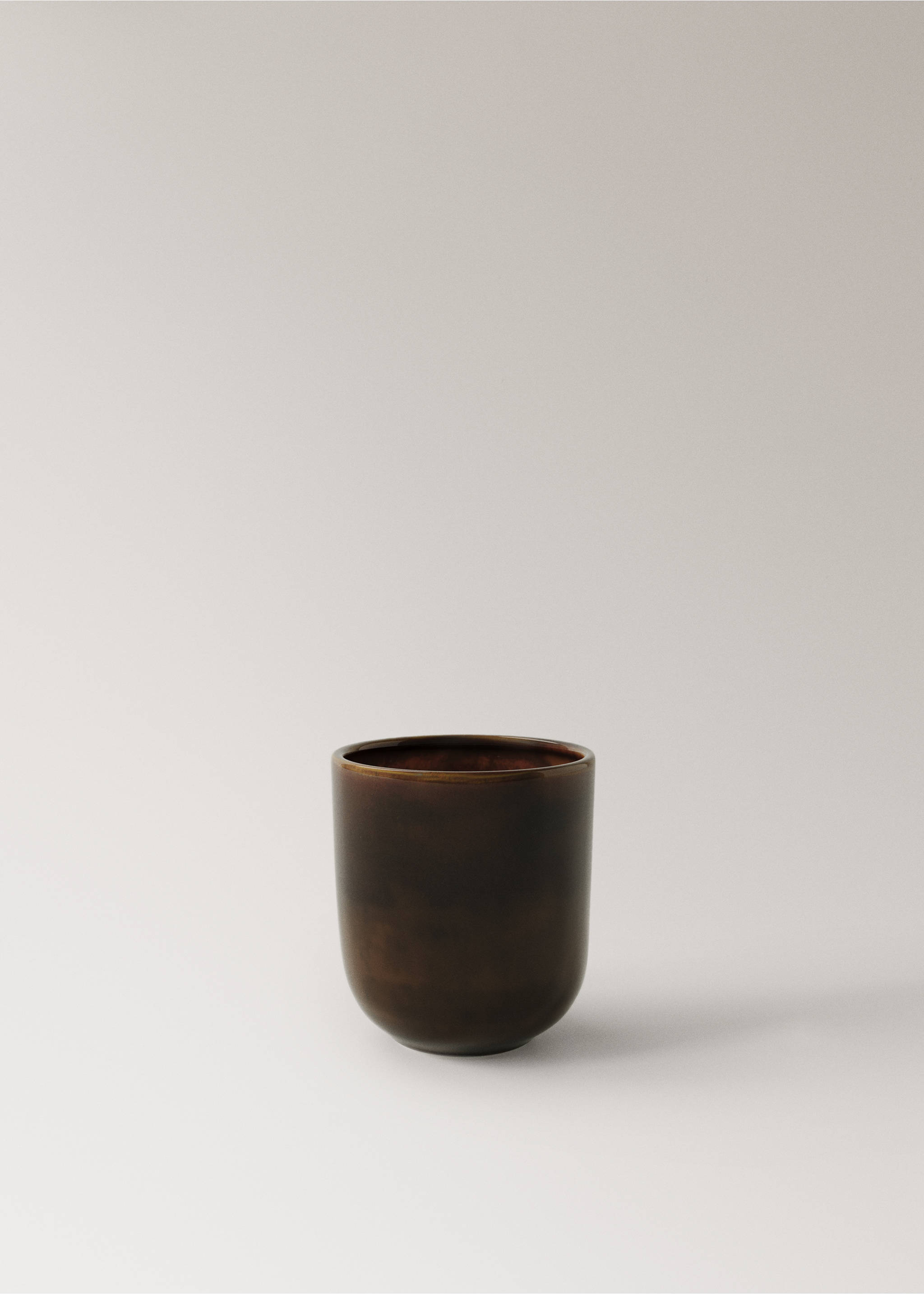 Stoneware cappuccino cup - Article without model, Brown. Ref: 17022041-00.