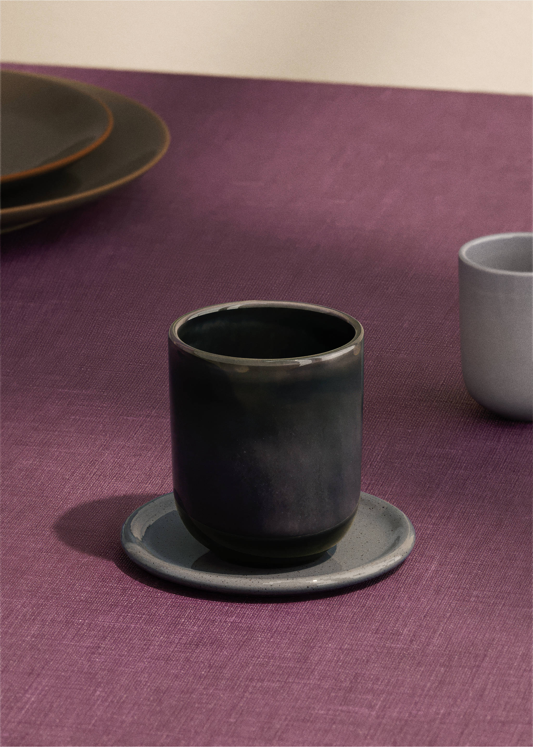 Stoneware cappuccino cup - General plane, Night Blue. Ref: 17022041-00.