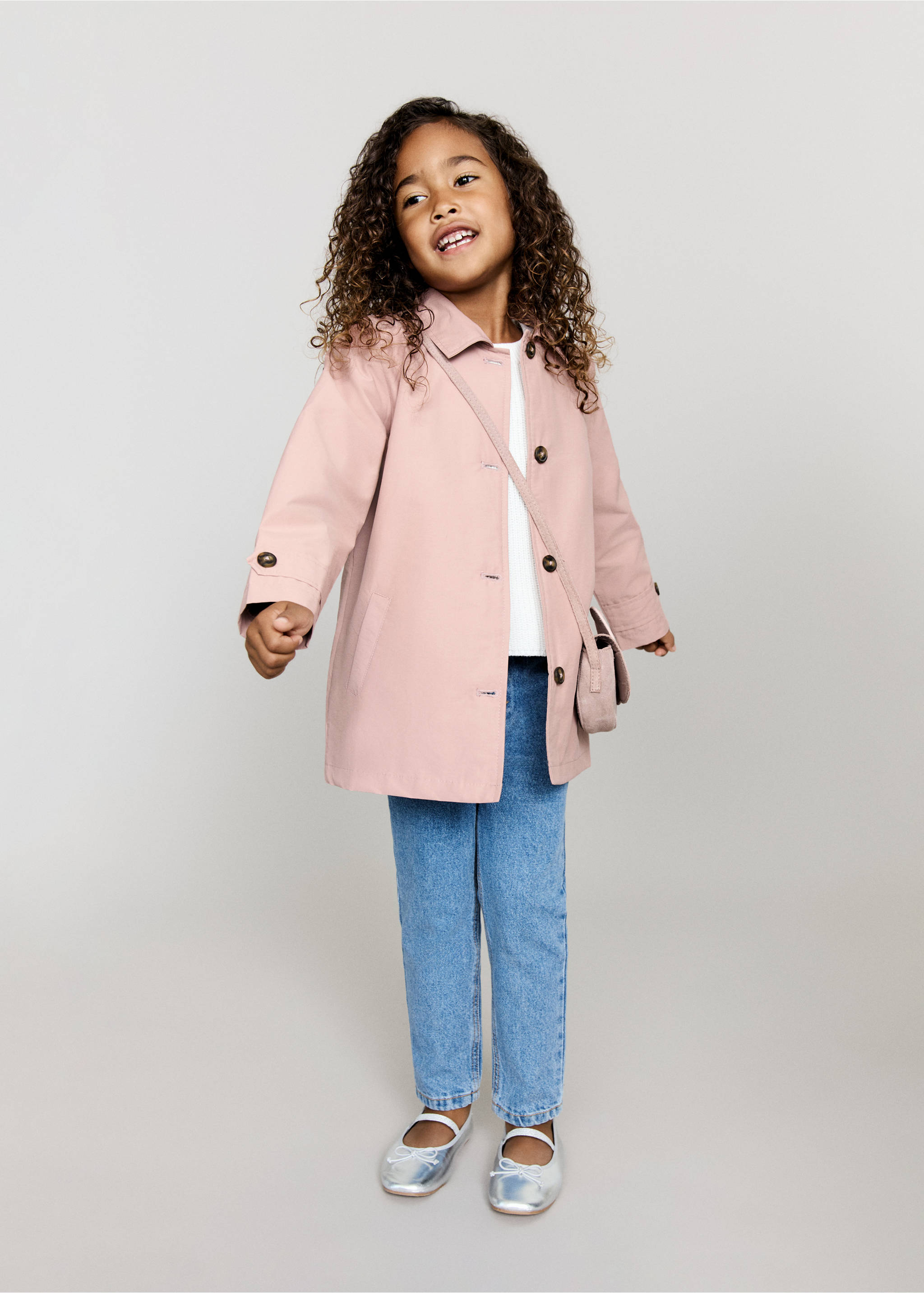 Cotton button-down trench coat - General plane, Pale Pink. Ref: 17022533-00.
