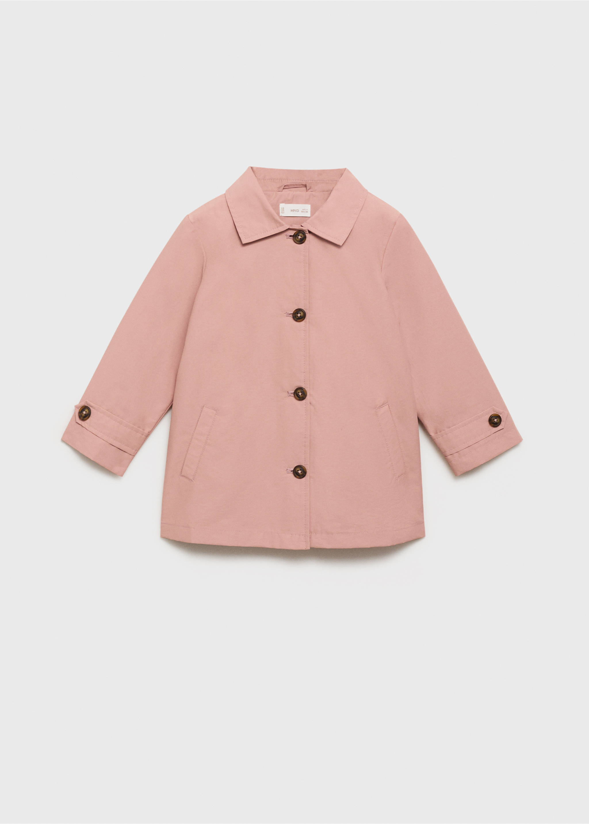Cotton button-down trench coat - Article without model, Pale Pink. Ref: 17022533-00.