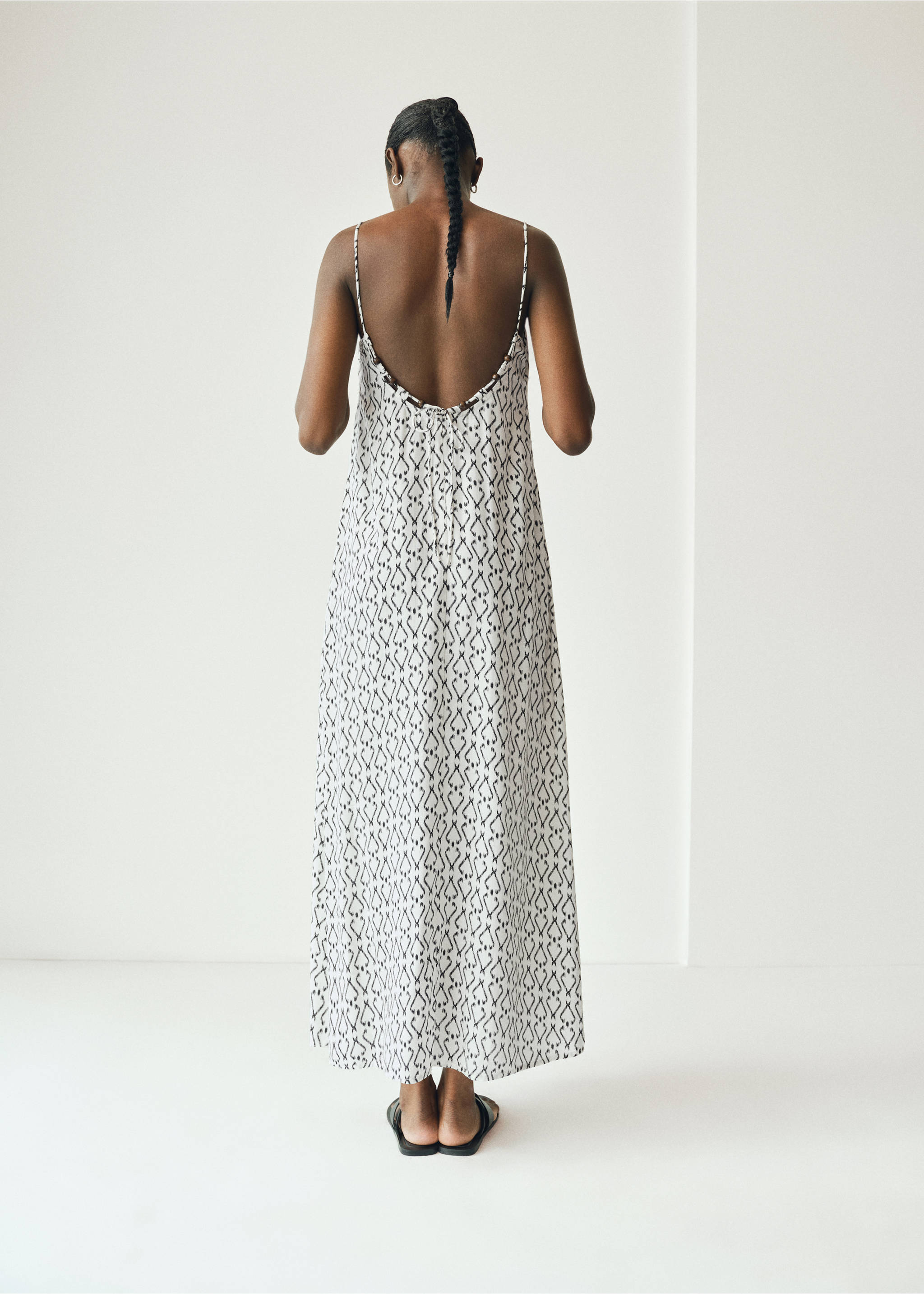 Long printed dress - Reverse of the article, Off White. Ref: 17022534-00.