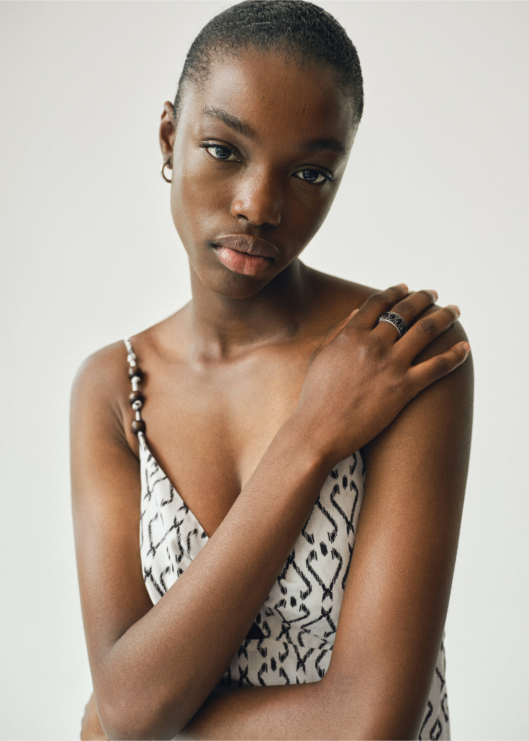 Long printed dress - Details of the article 1, Off White. Ref: 17022534-00.