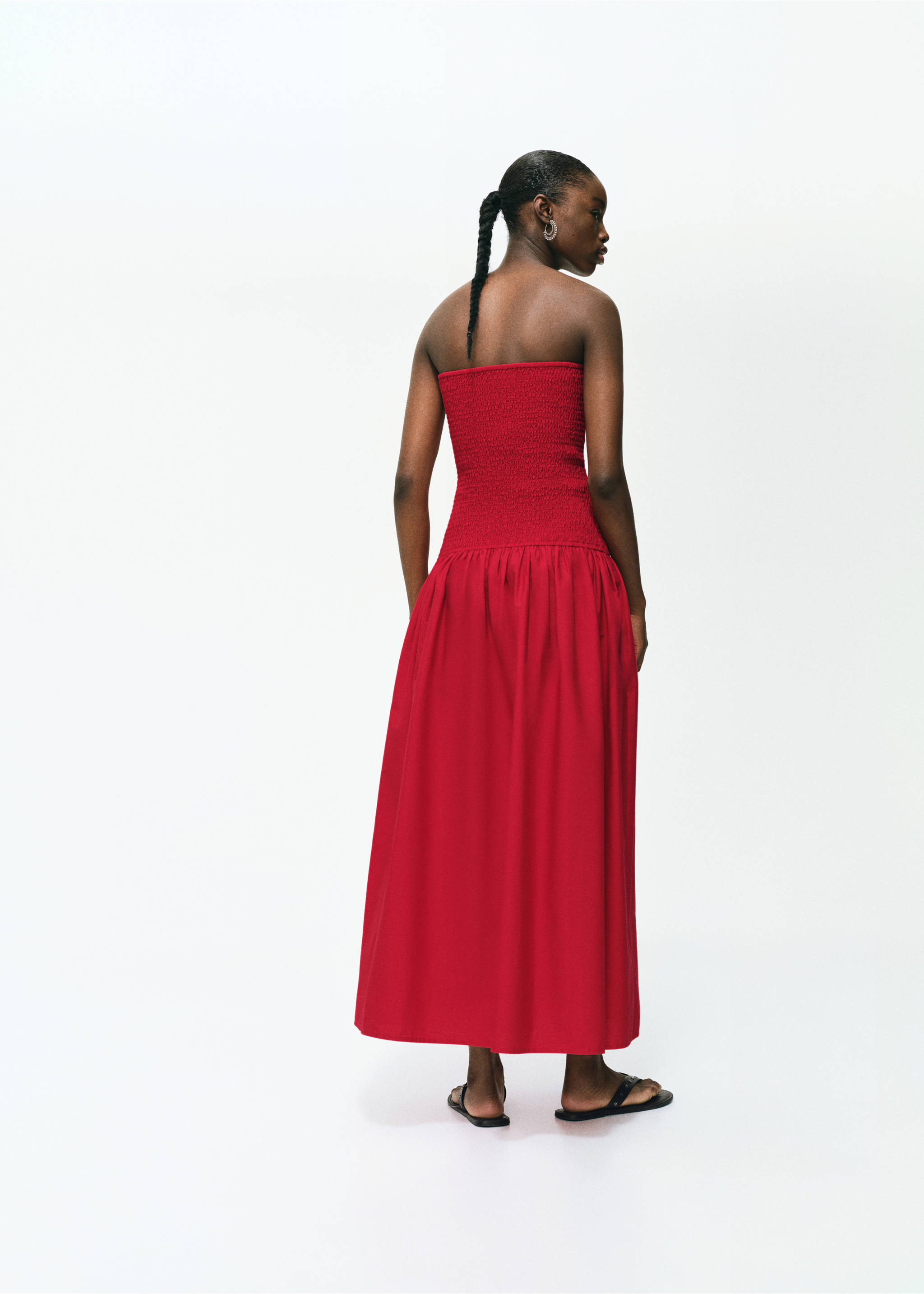 Strapless maxi-dress - Reverse of the article, Red. Ref: 17022535-00.