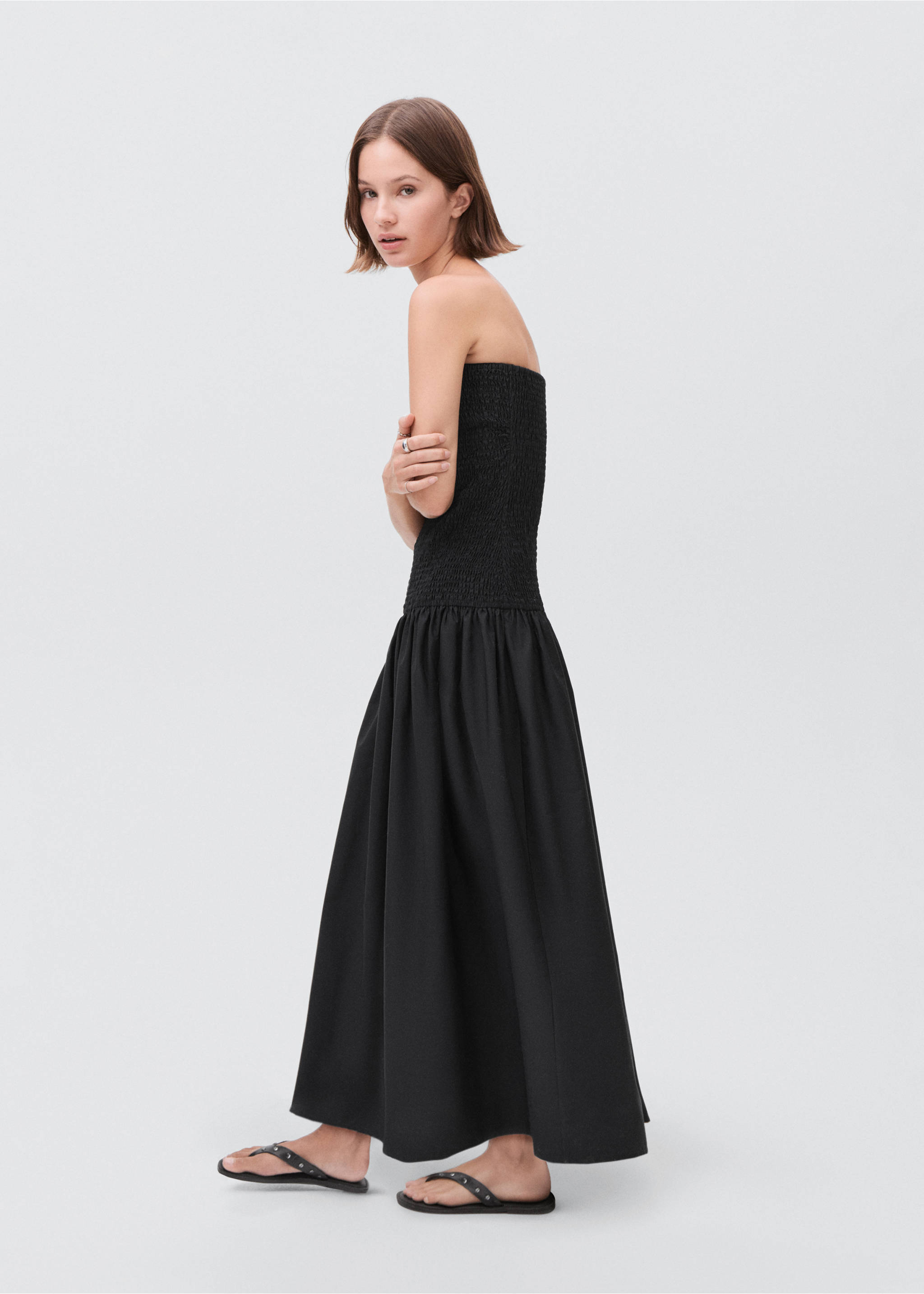 Strapless maxi-dress - General plane, Black. Ref: 17022535-00.