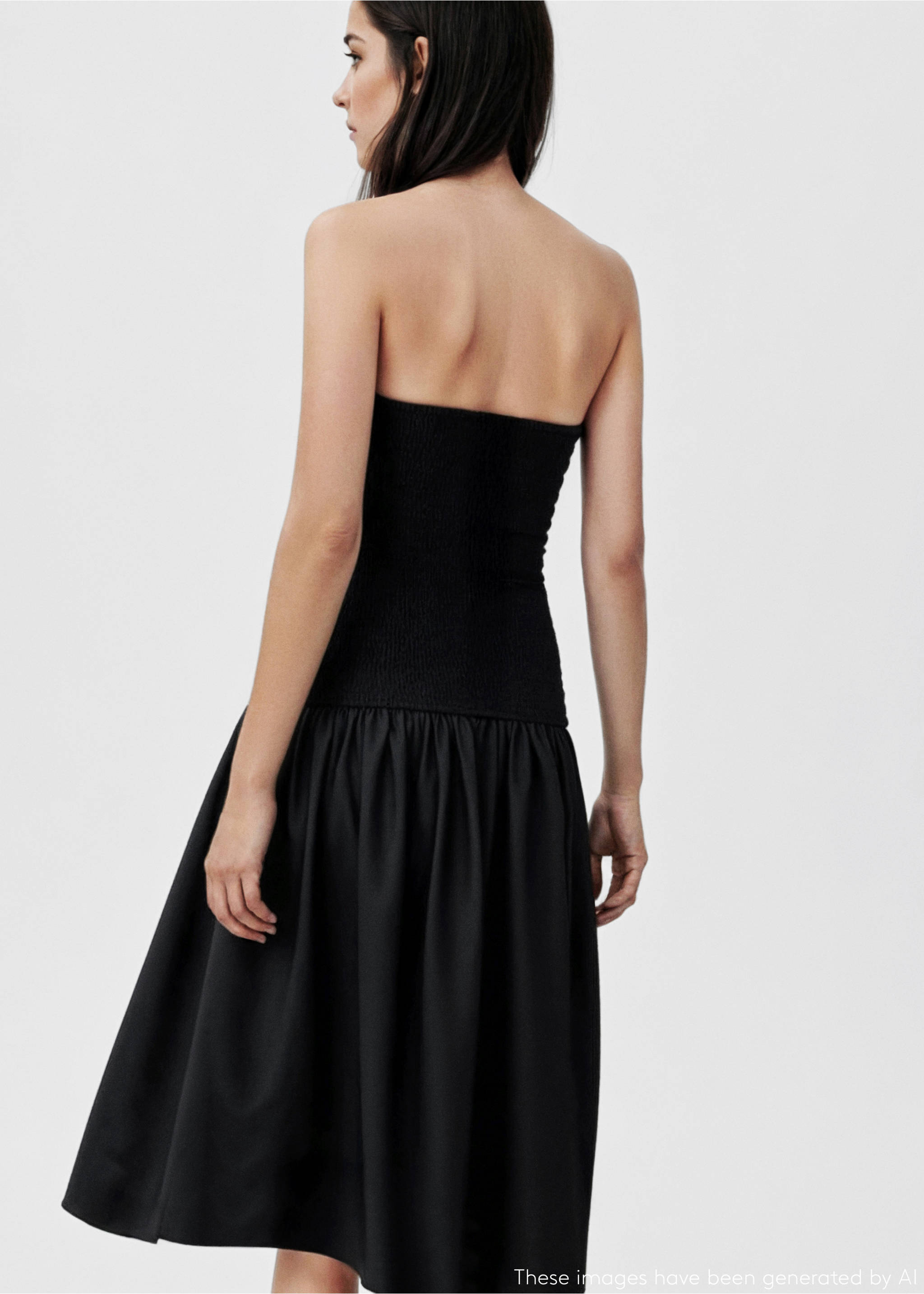 Strapless maxi-jurk - Detail van het artikel 1, Zwart. Ref: 17022535-00.