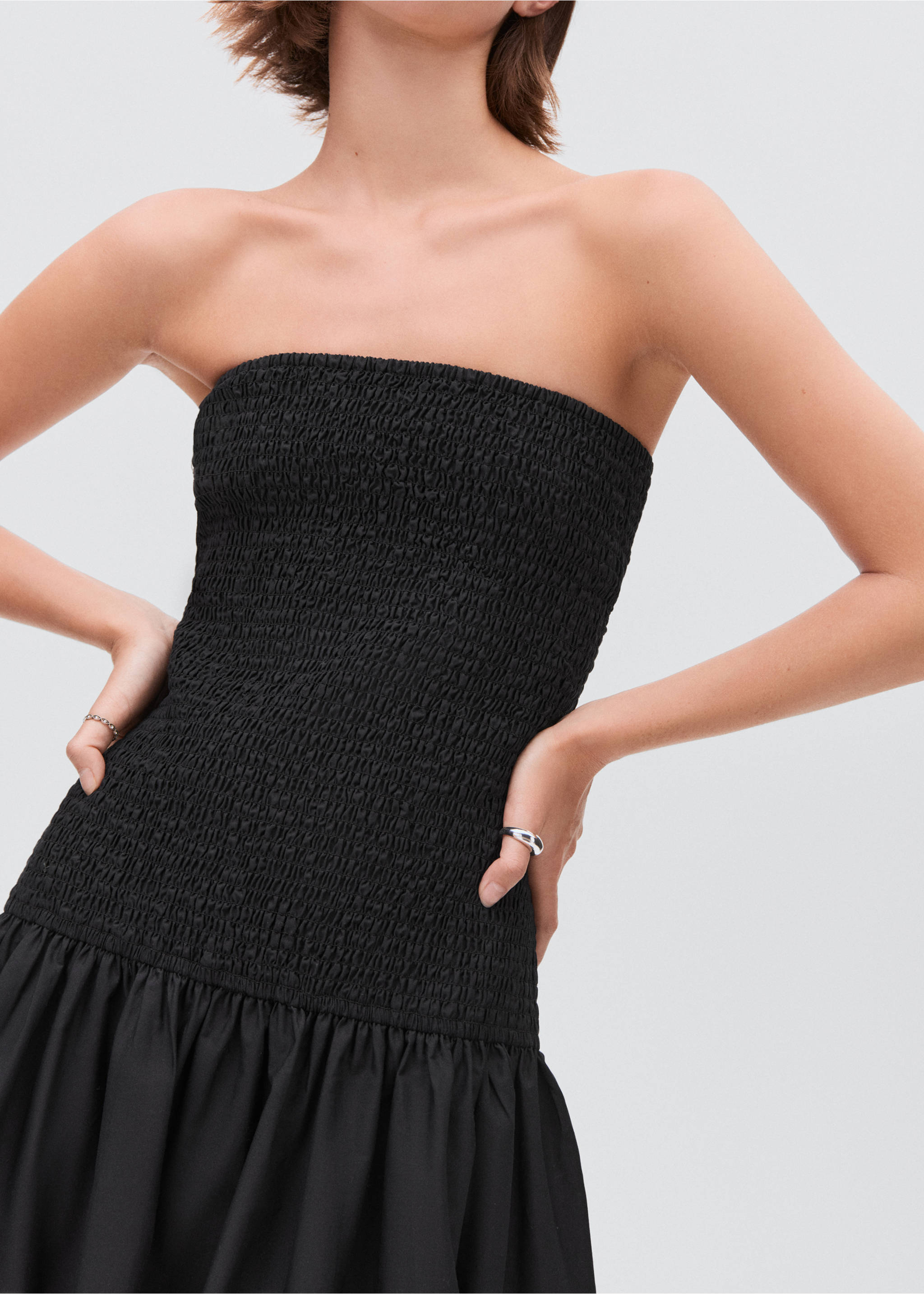 Strapless maxi-jurk - Detail van het artikel 3, Zwart. Ref: 17022535-00.
