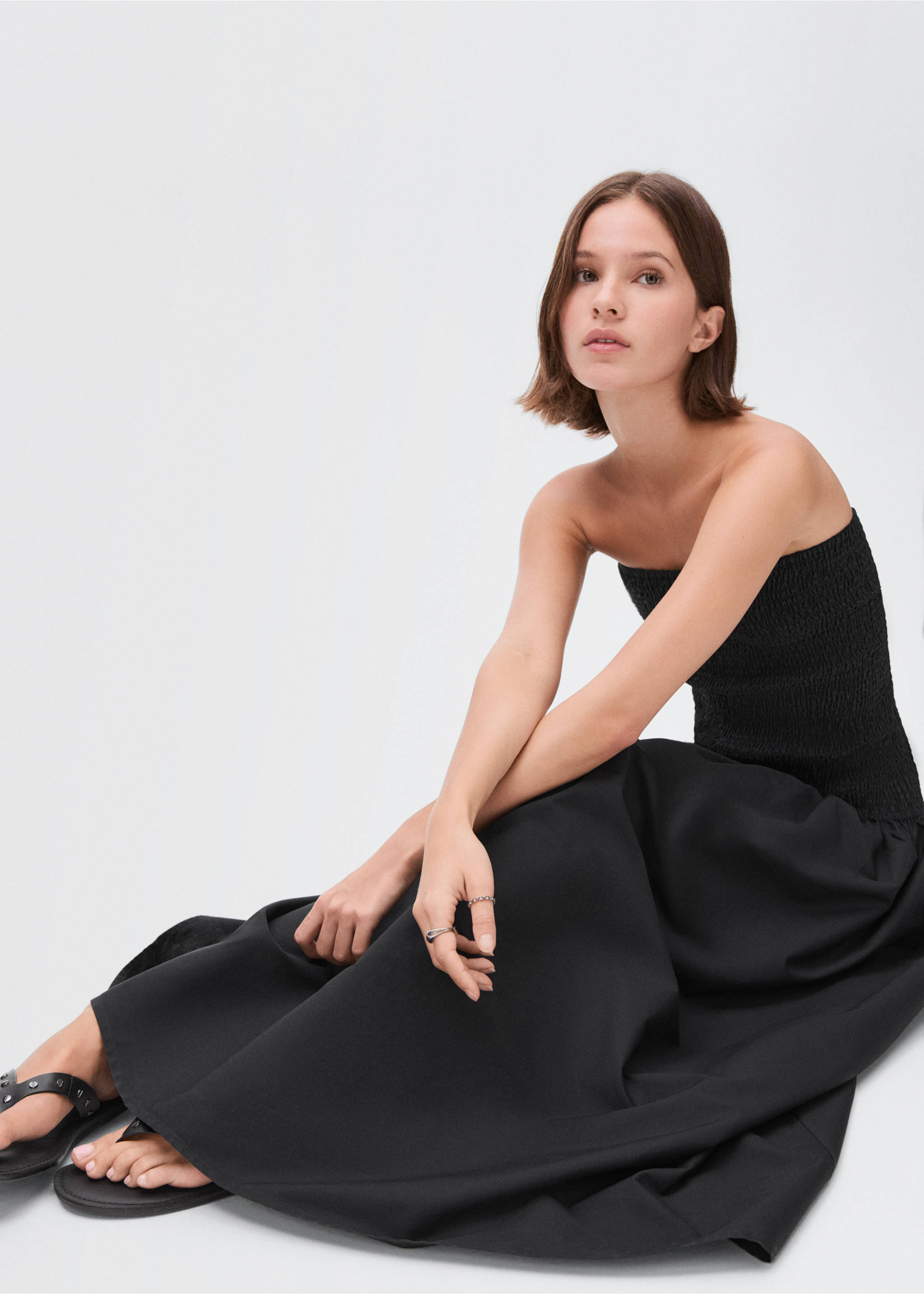 Strapless maxi-dress - Details of the article 2, Black. Ref: 17022535-00.