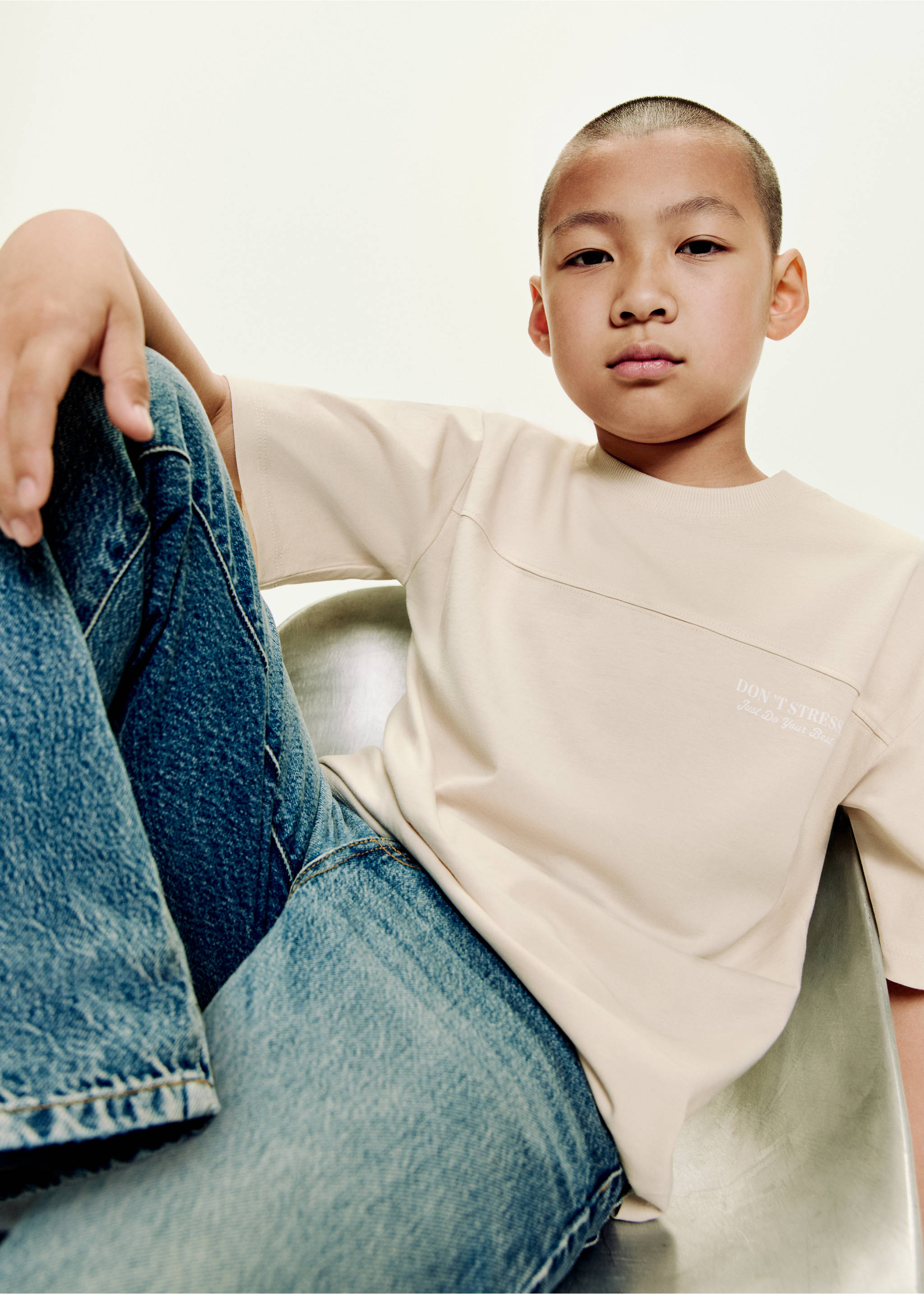 Printed cotton-blend T-shirt - Medium plane, Sand. Ref: 17022543-00.