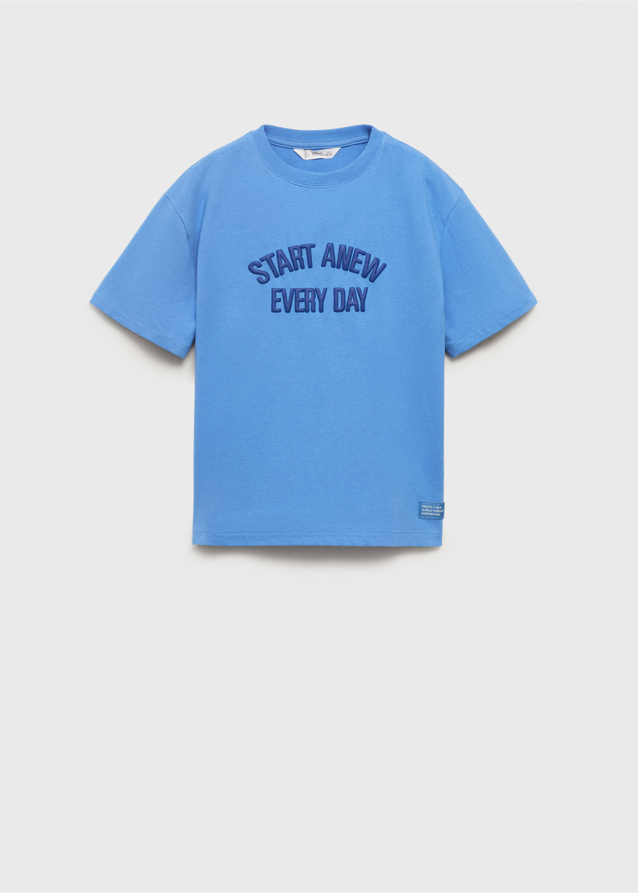 T-shirt motif en relief - Article sans modèle, Bleu électrique. Ref: 17022544-00.