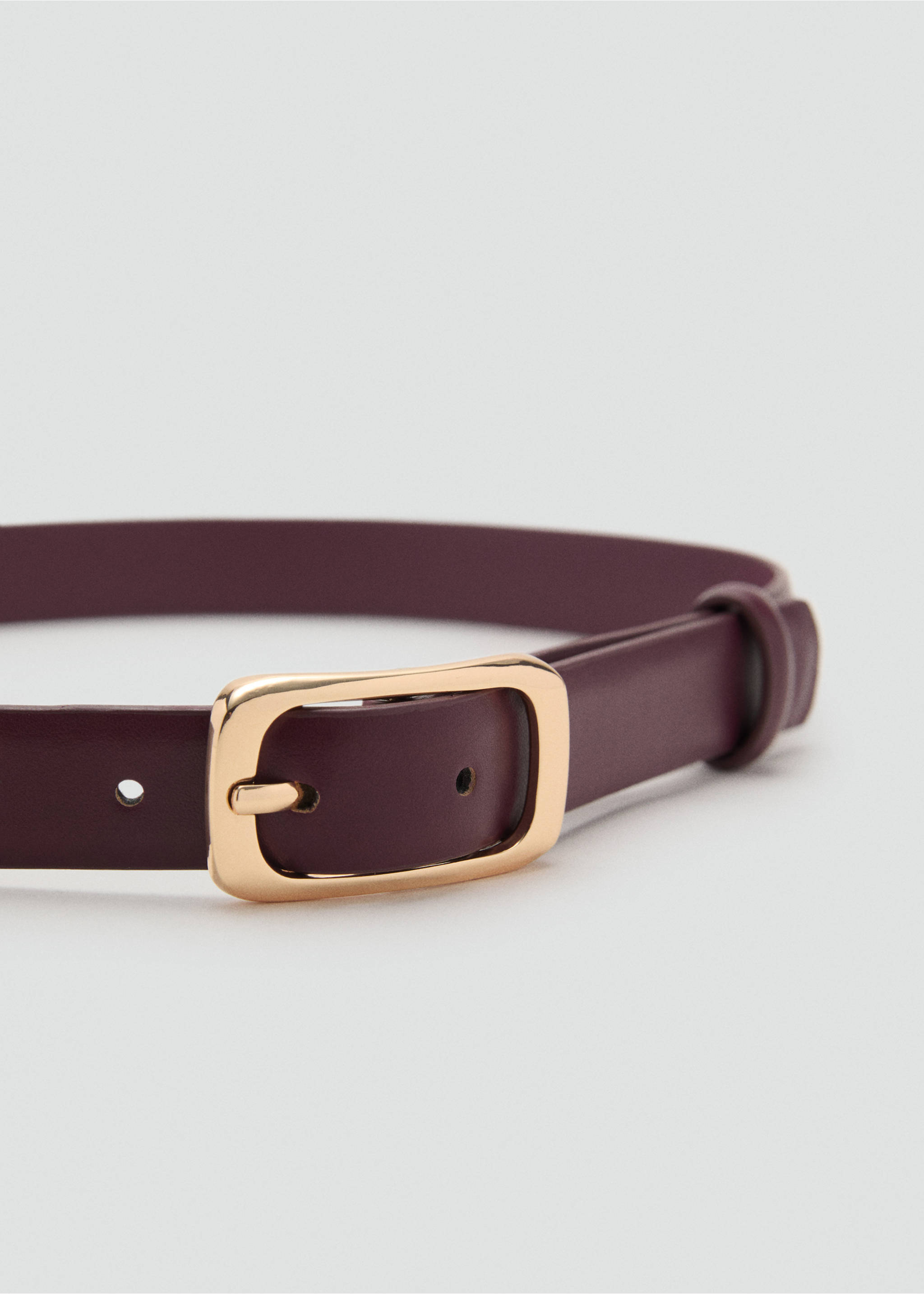 Rectangular buckle belt - Medium plane, Burgundy. Ref: 17022545-00.