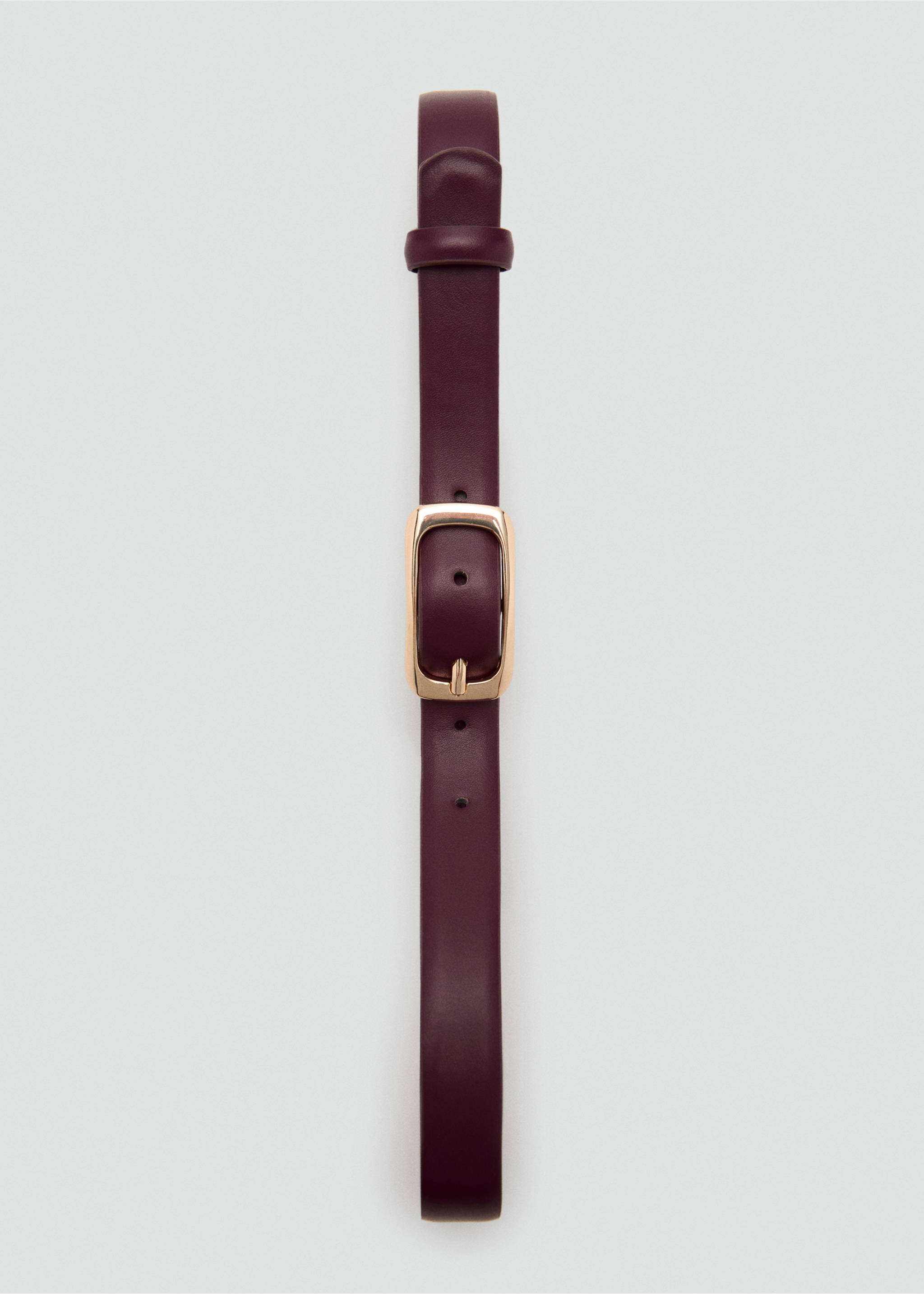 Rectangular buckle belt - Details of the article 1, Burgundy. Ref: 17022545-00.