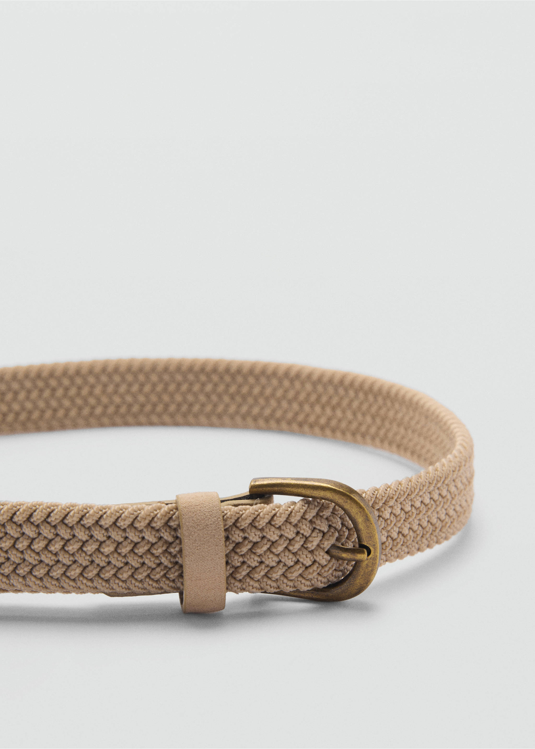 Braided elastic belt - Details of the article 1, Medium Brown. Ref: 17022550-00.