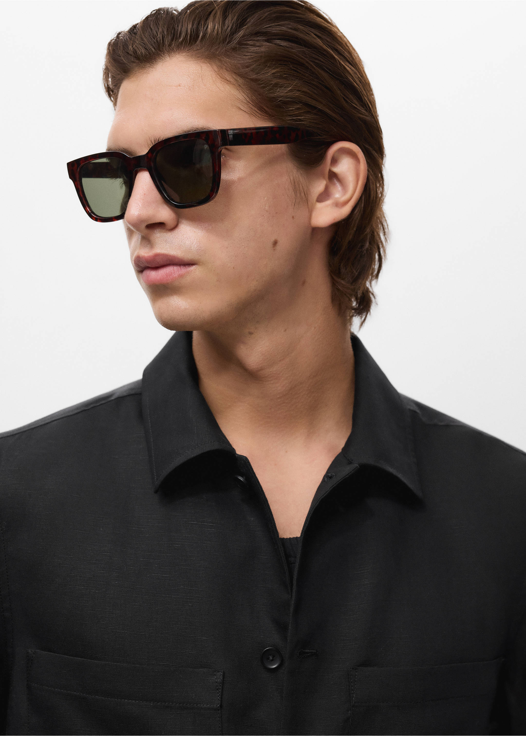 Veste en lin mélangé avec boutons - Détail de l'article 1, Noir. Ref: 17022894-00.