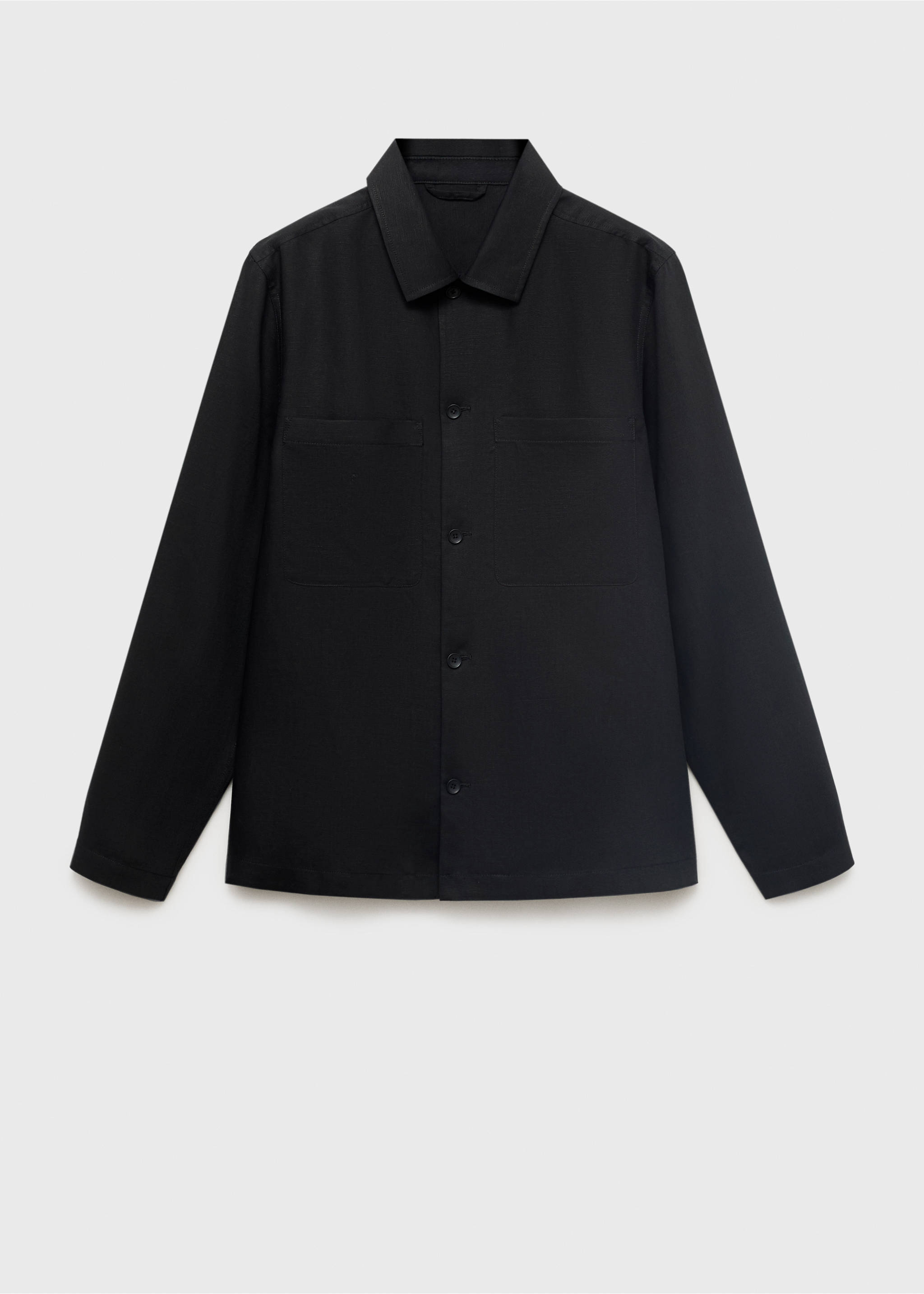 Veste en lin mélangé avec boutons - Article sans modèle, Noir. Ref: 17022894-00.