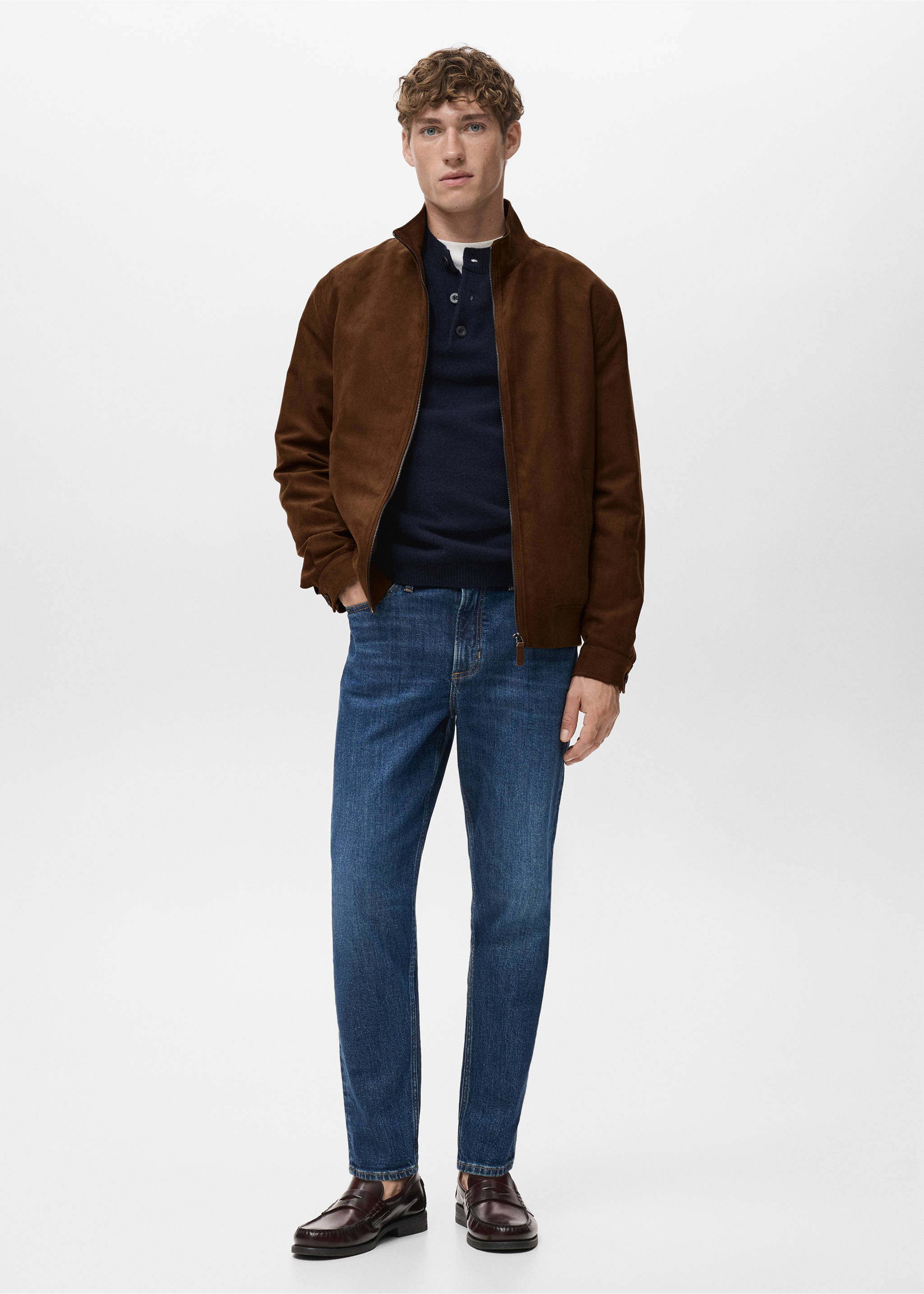 Suede faux-leather jacket - General plane, Cognac. Ref: 17022895-00.