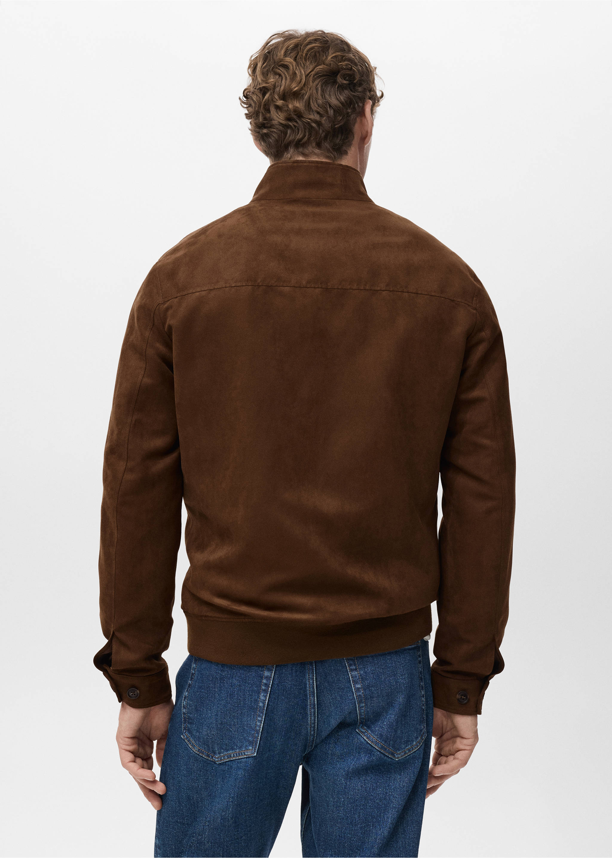Suede faux-leather jacket - Reverse of the article, Cognac. Ref: 17022895-00.