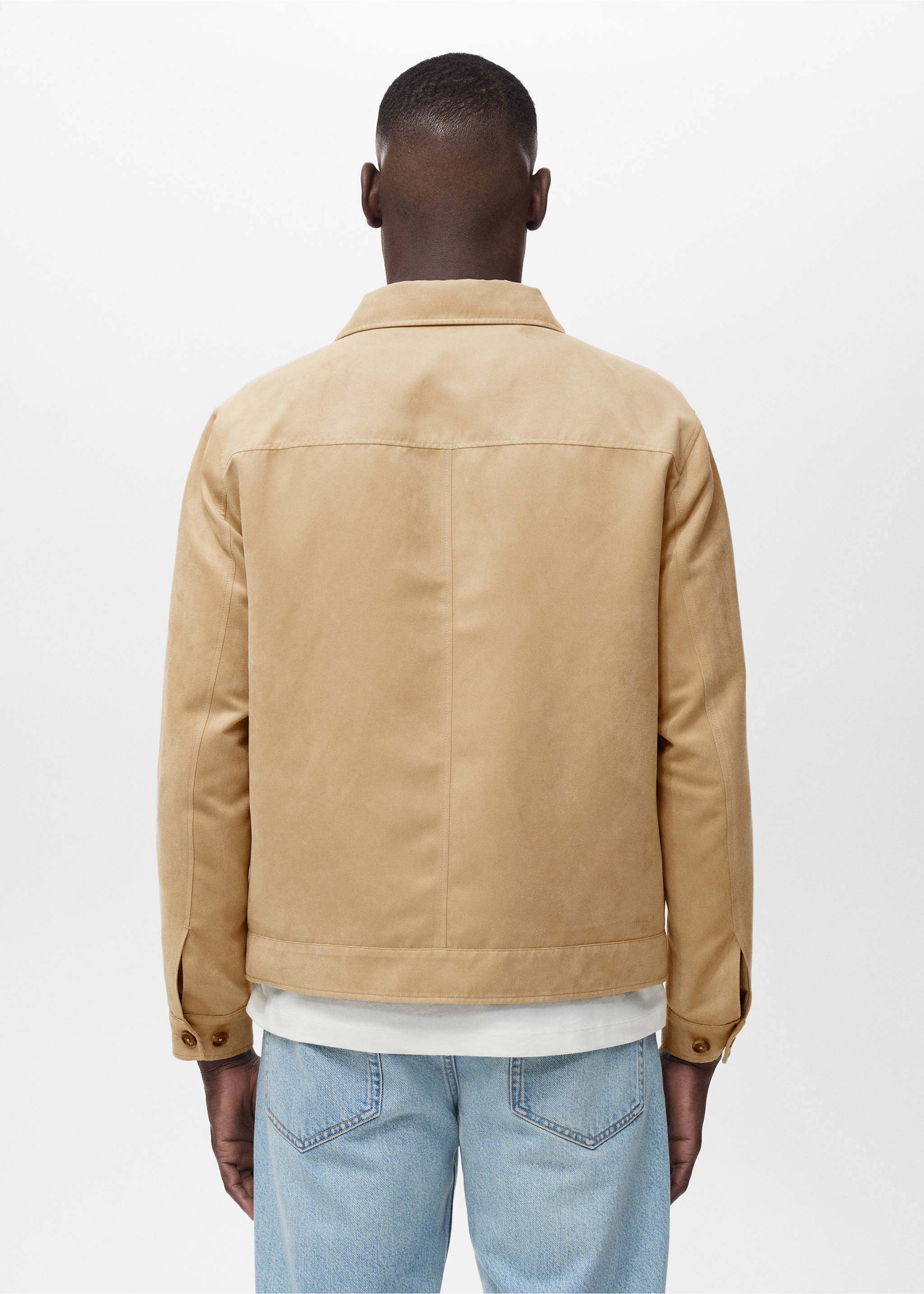 Suede faux-leather overshirt - Reverse of the article, Beige. Ref: 17022896-00.