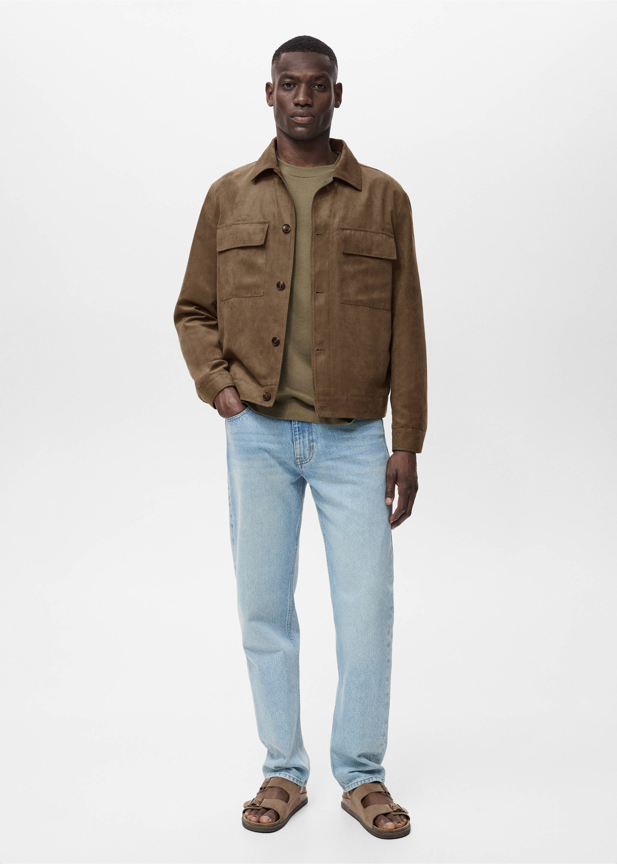Suede faux-leather overshirt - General plane, Green. Ref: 17022896-00.