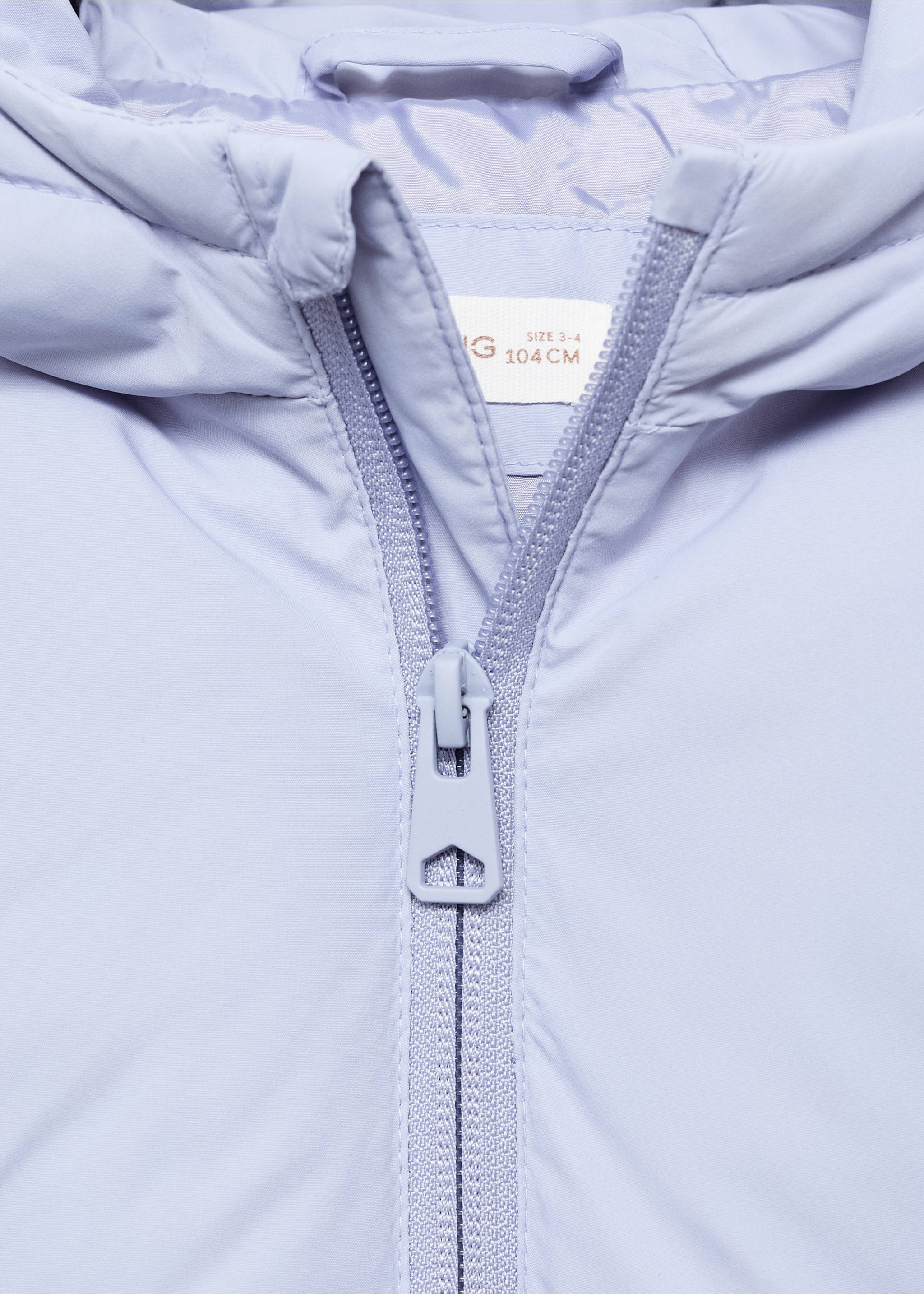 Hood puffer coat - Details of the article 8, Sky Blue. Ref: 17022897-00.