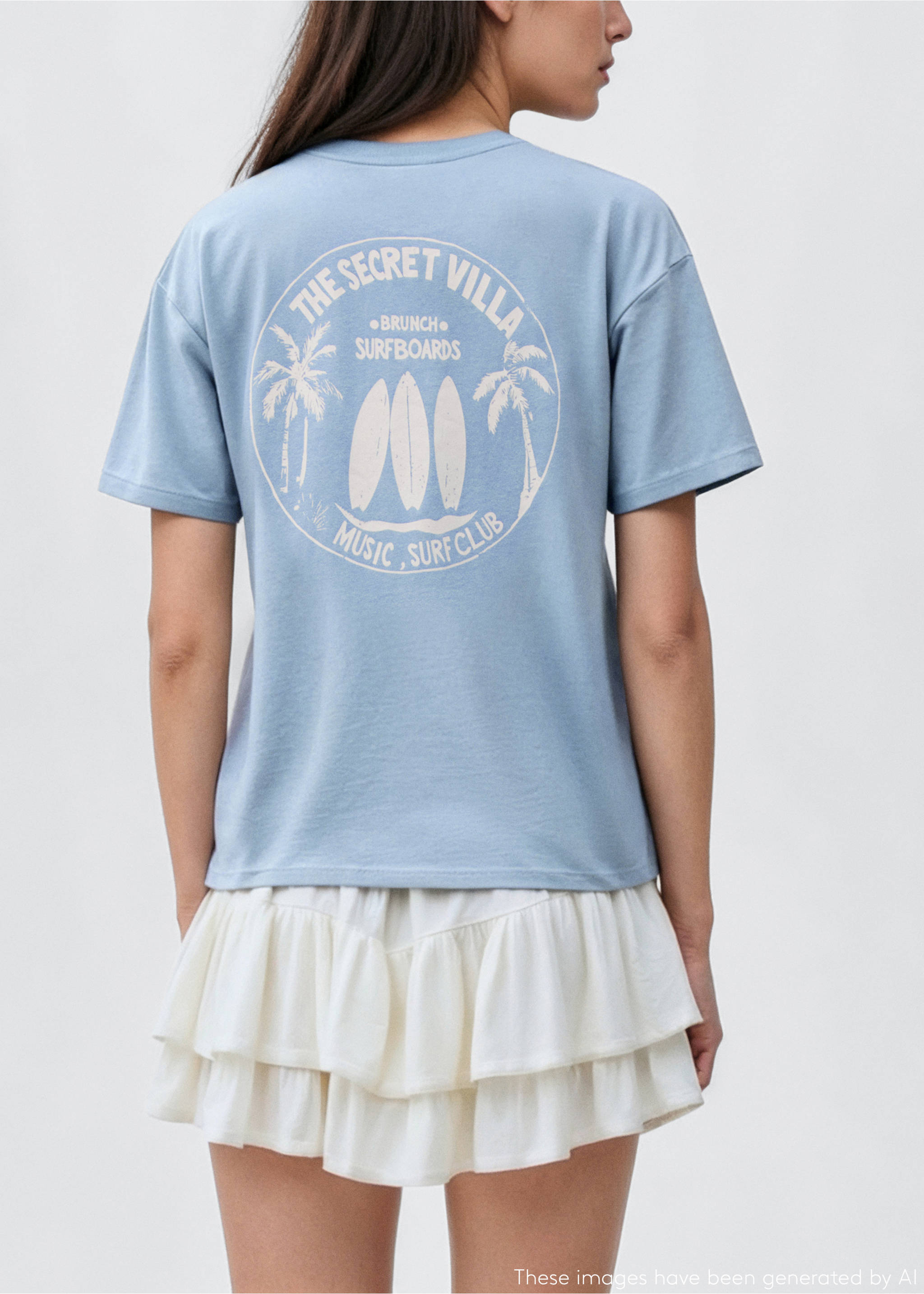 Surf printed t-shirt - Reverse of the article, Blue. Ref: 17022899-00.