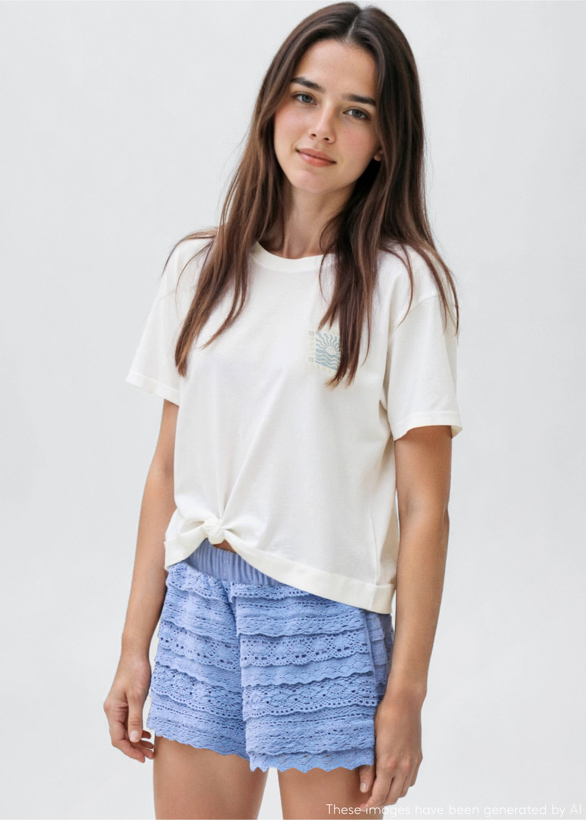 Knot crop T-shirt - Medium plane, Off White. Ref: 17022900-00.