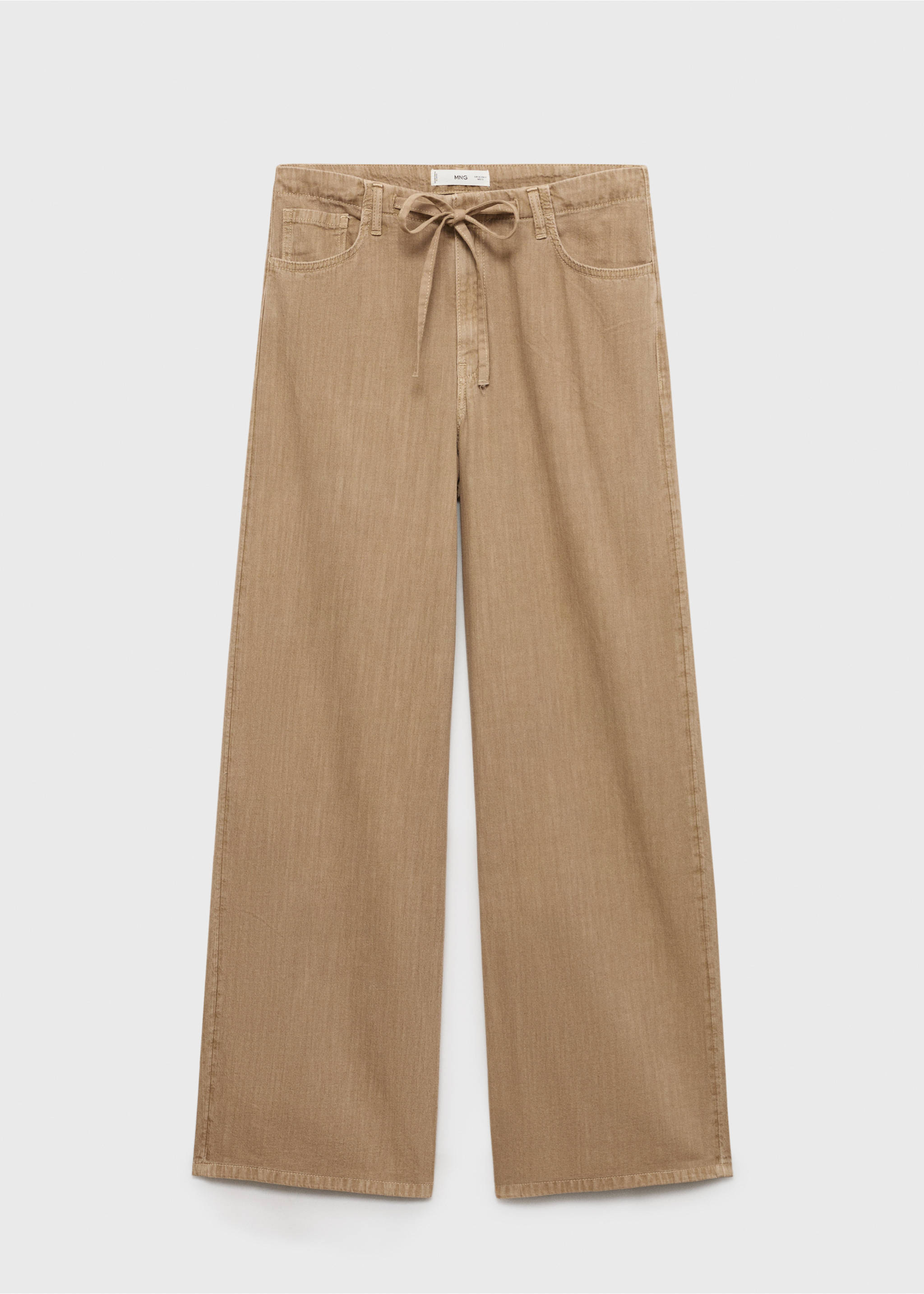 Wide leg denim trousers with belt - Article without model, Sand. Ref: 17022901-00.