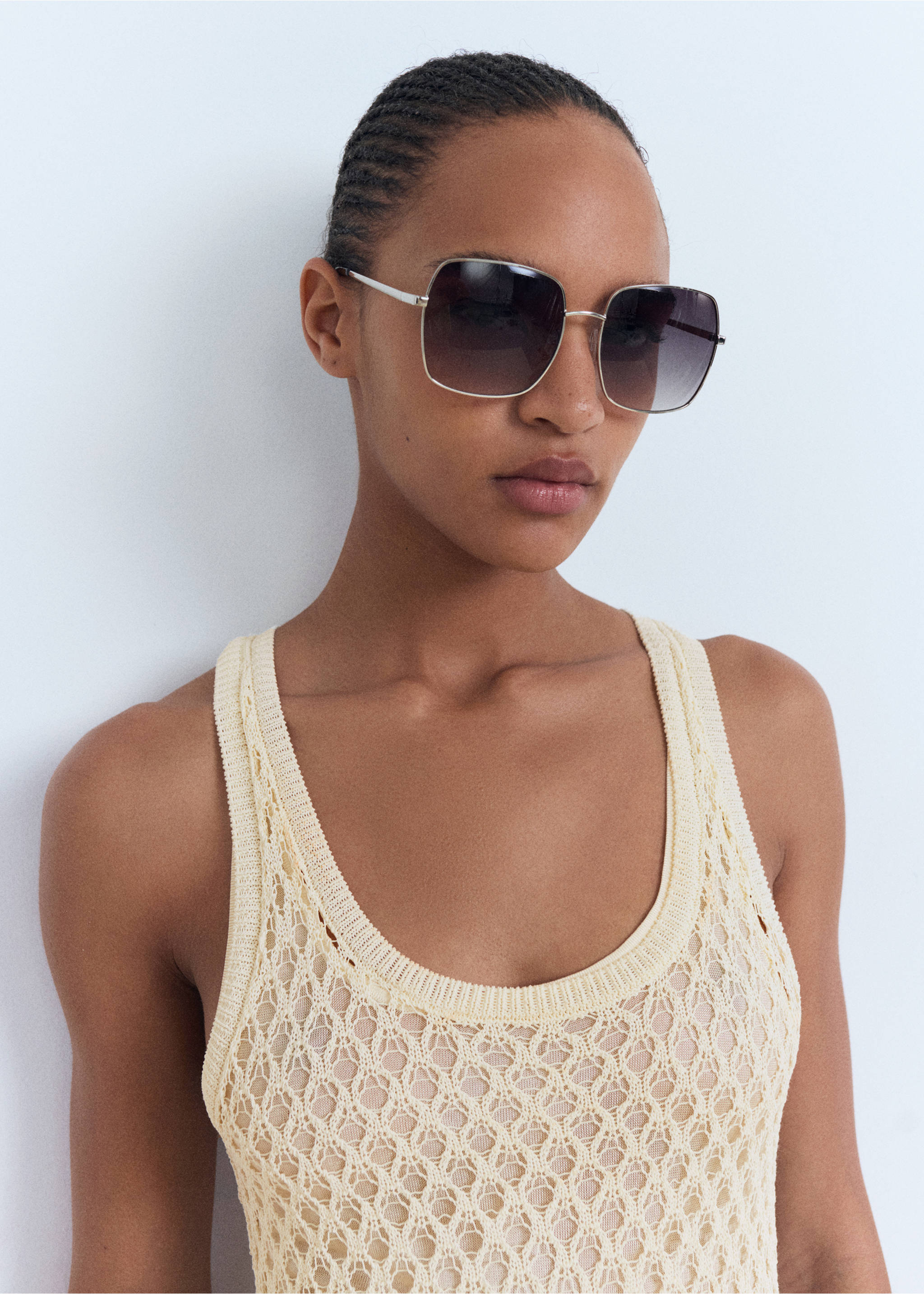 Crochet long dress - Details of the article 1, Ecru. Ref: 17022904-00.