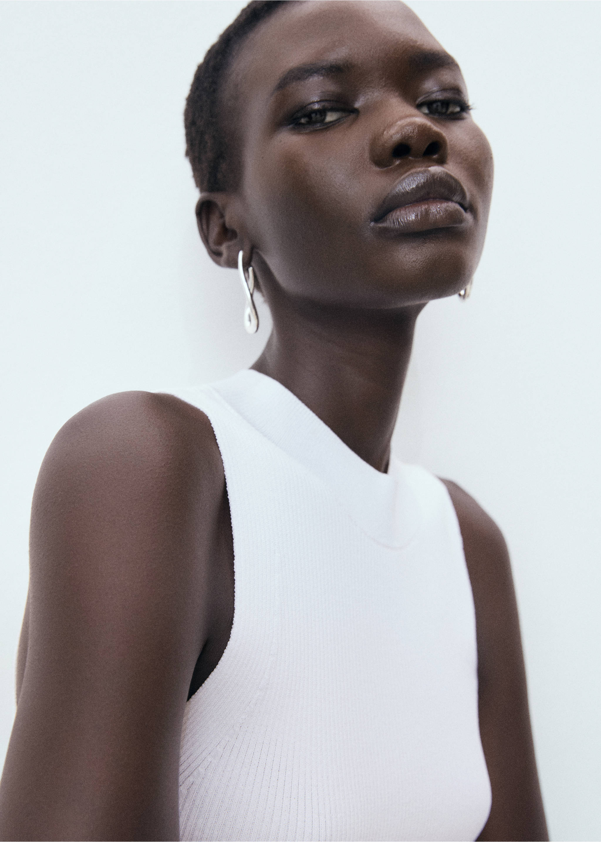 Ribbed knit top - Details of the article 1, Off White. Ref: 17022905-00.
