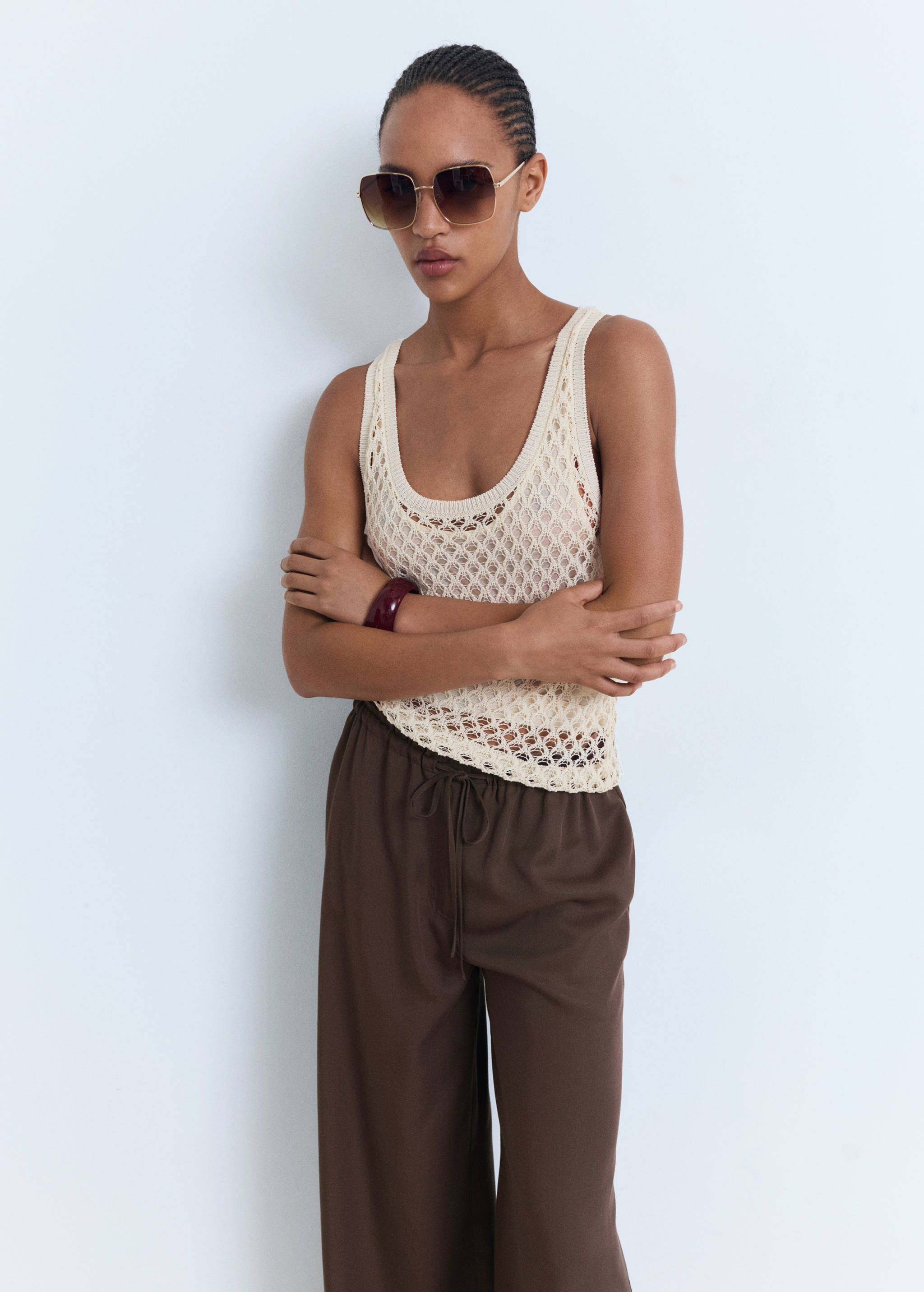 Pantalón lyocell wide leg lazo - Detalle del artículo 2