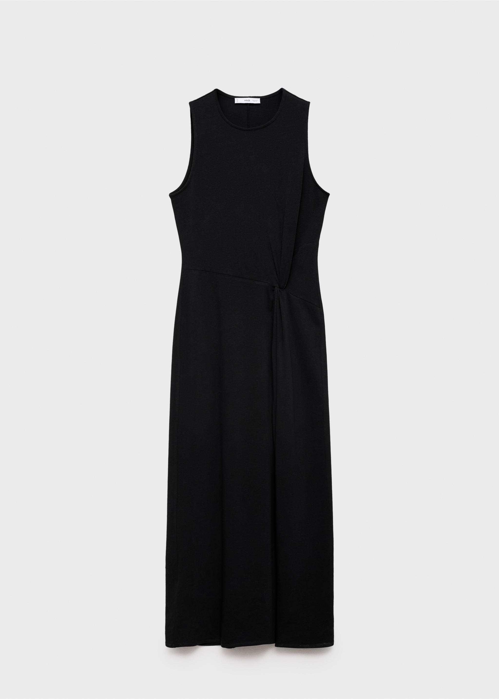 Robe midi en coton froncé - Article sans modèle, Noir. Ref: 17022909-00.