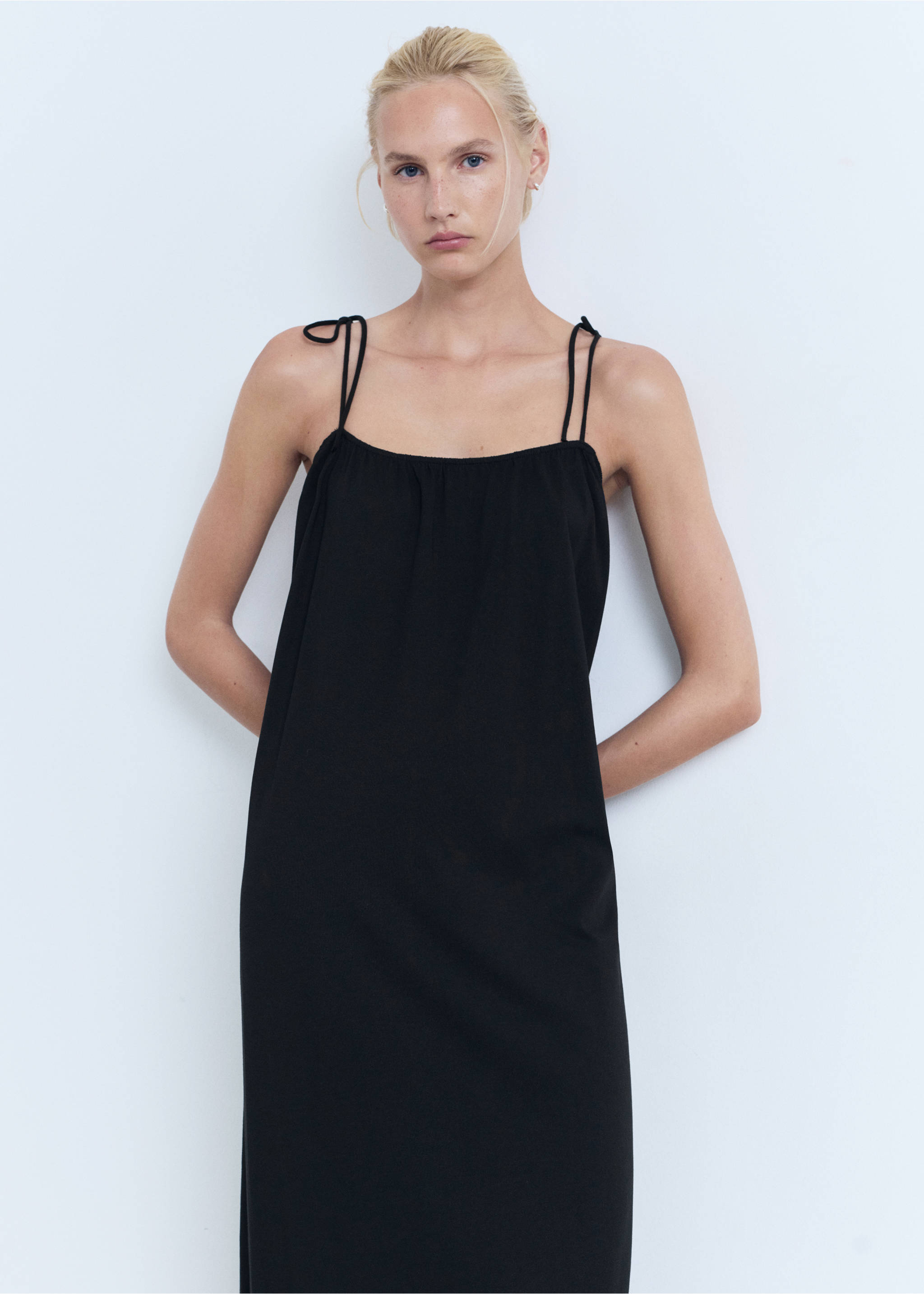 Bow cotton dress - Medium plane, Black. Ref: 17022910-00.