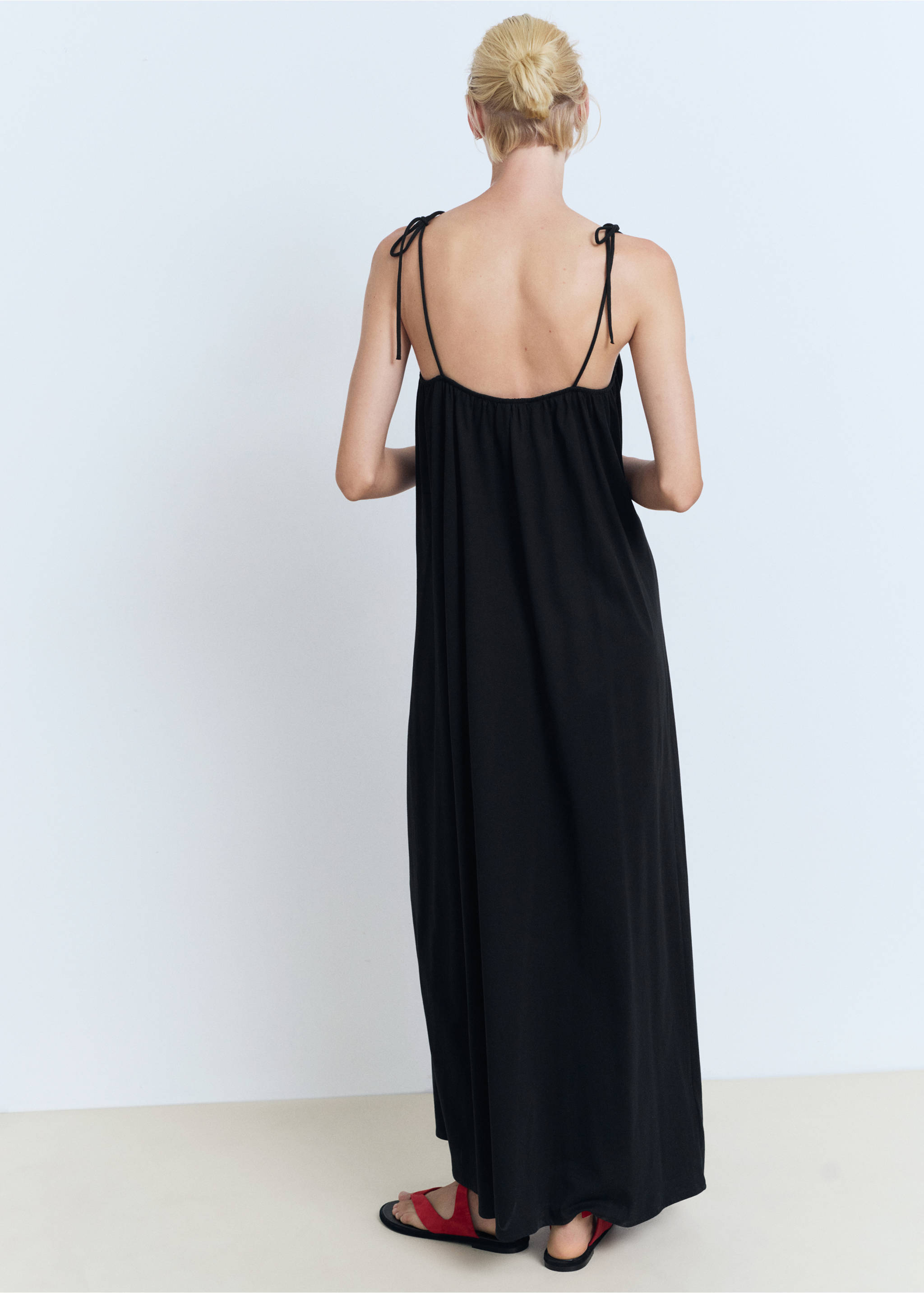 Bow cotton dress - Reverse of the article, Black. Ref: 17022910-00.