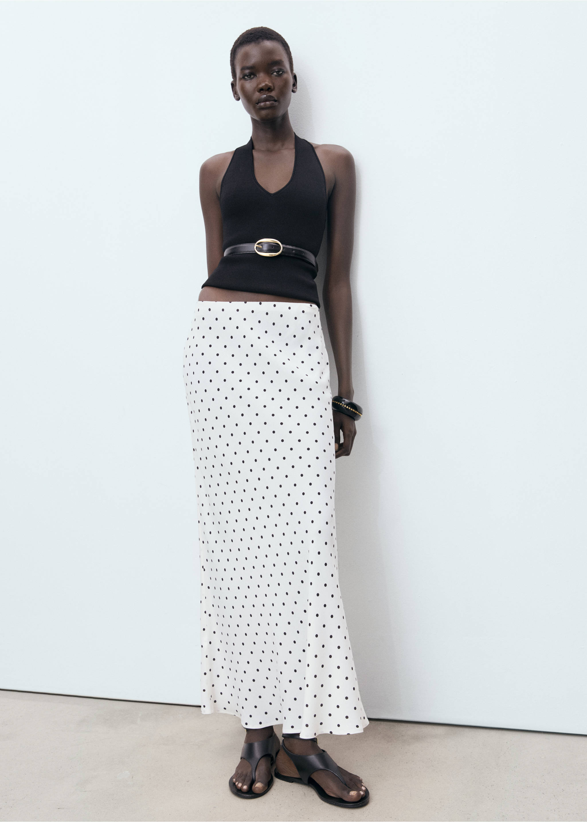 Long polka-dot skirt - General plane, Off White. Ref: 17022911-00.