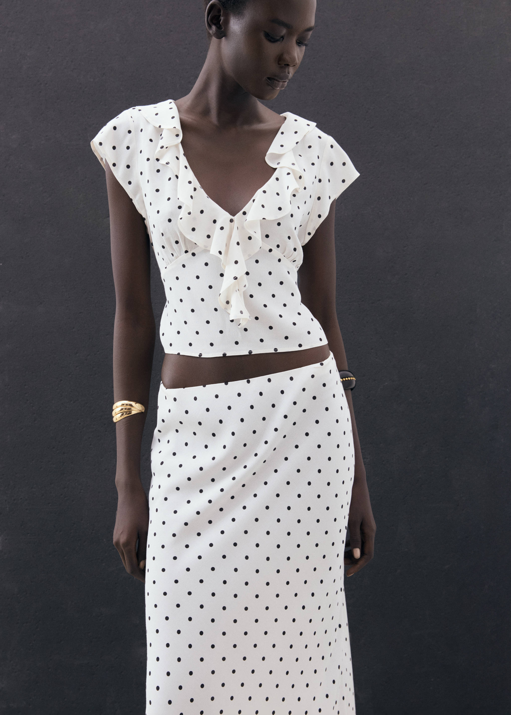 Long polka-dot skirt - Details of the article 1