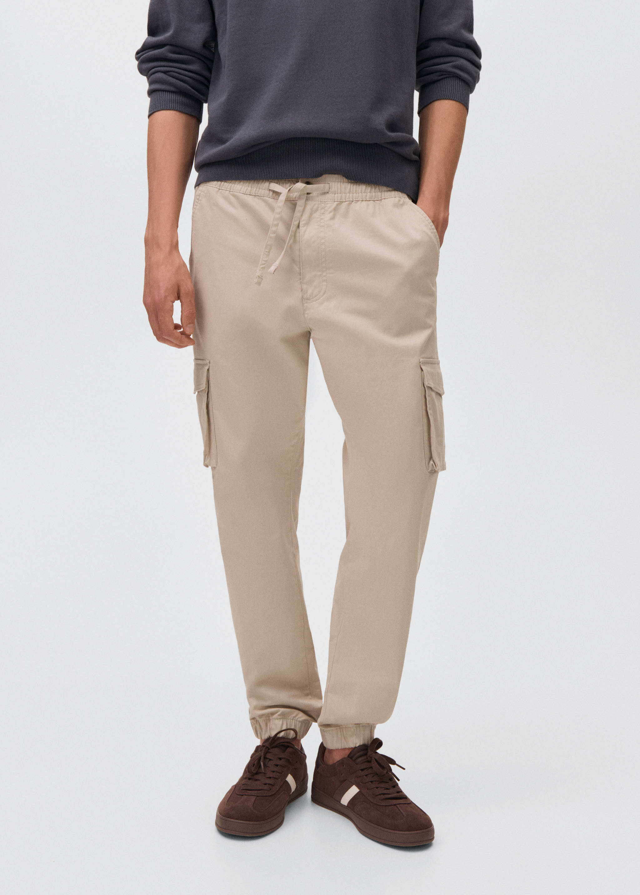 Cargo joggers with drawstring - Medium plane